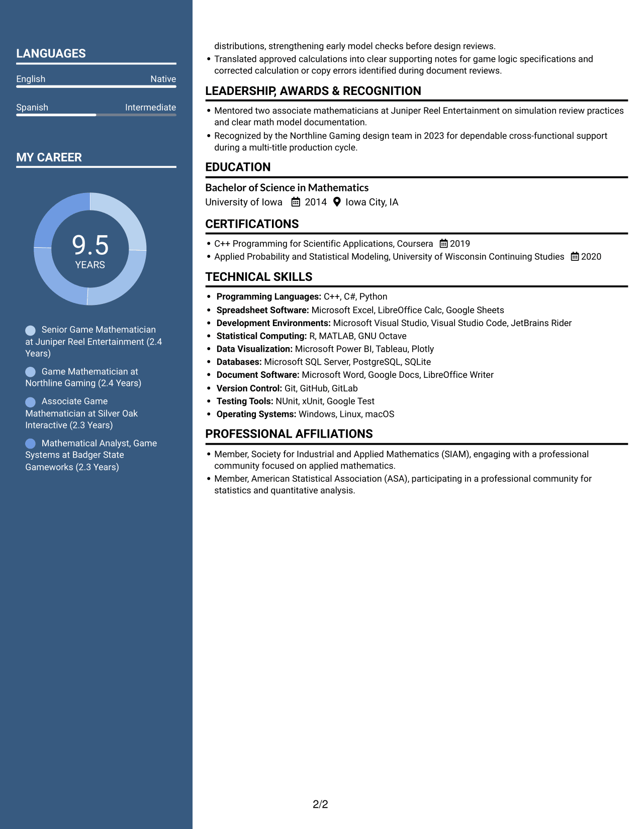 Resume example — page 2