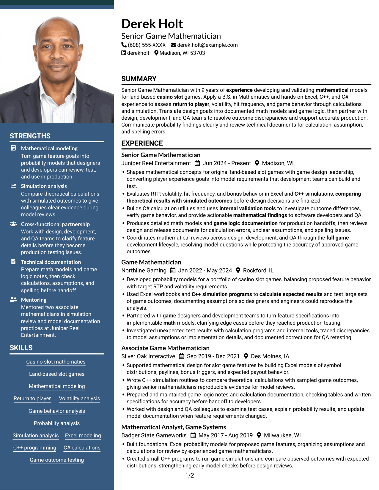 Resume example — page 1