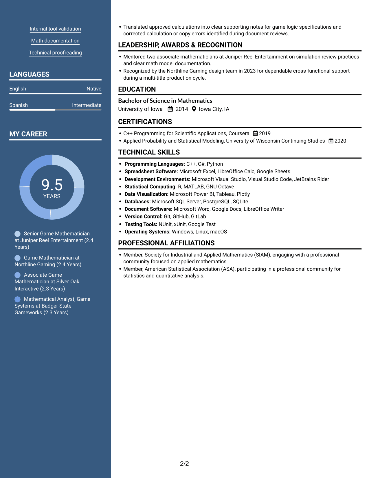 Resume example — page 2