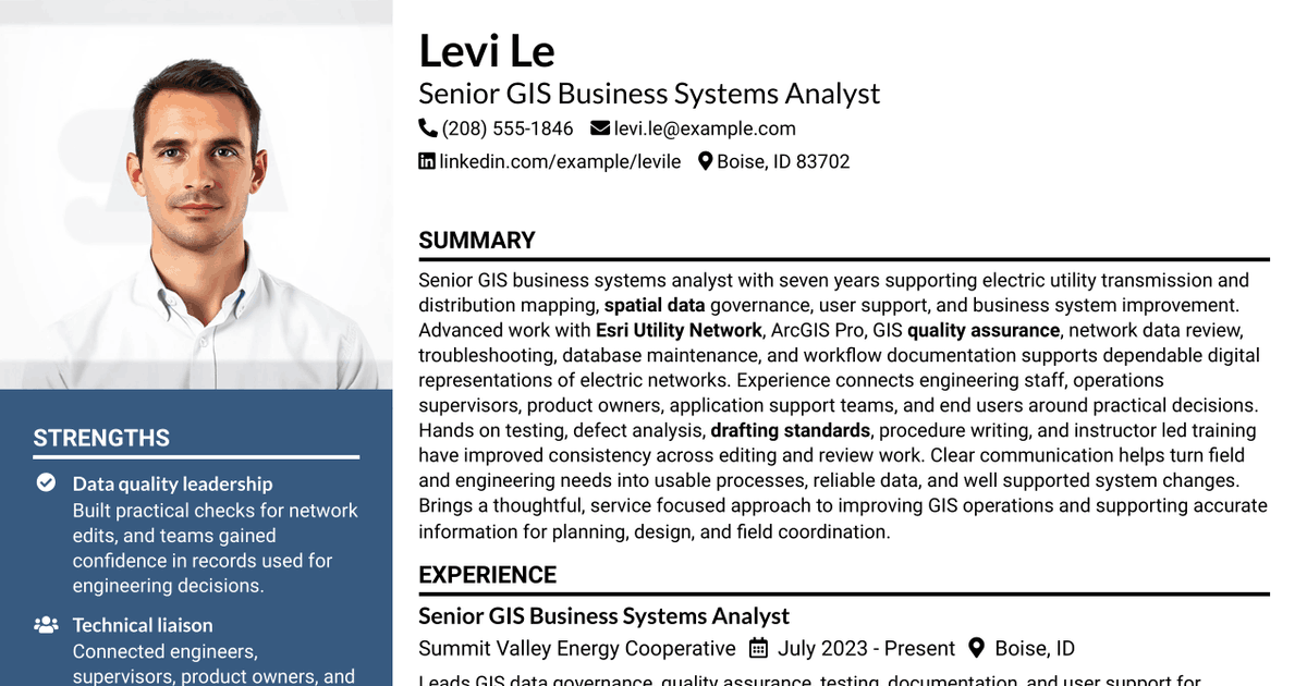 7 Senior GIS Business Systems Analyst Resume Templates with Example