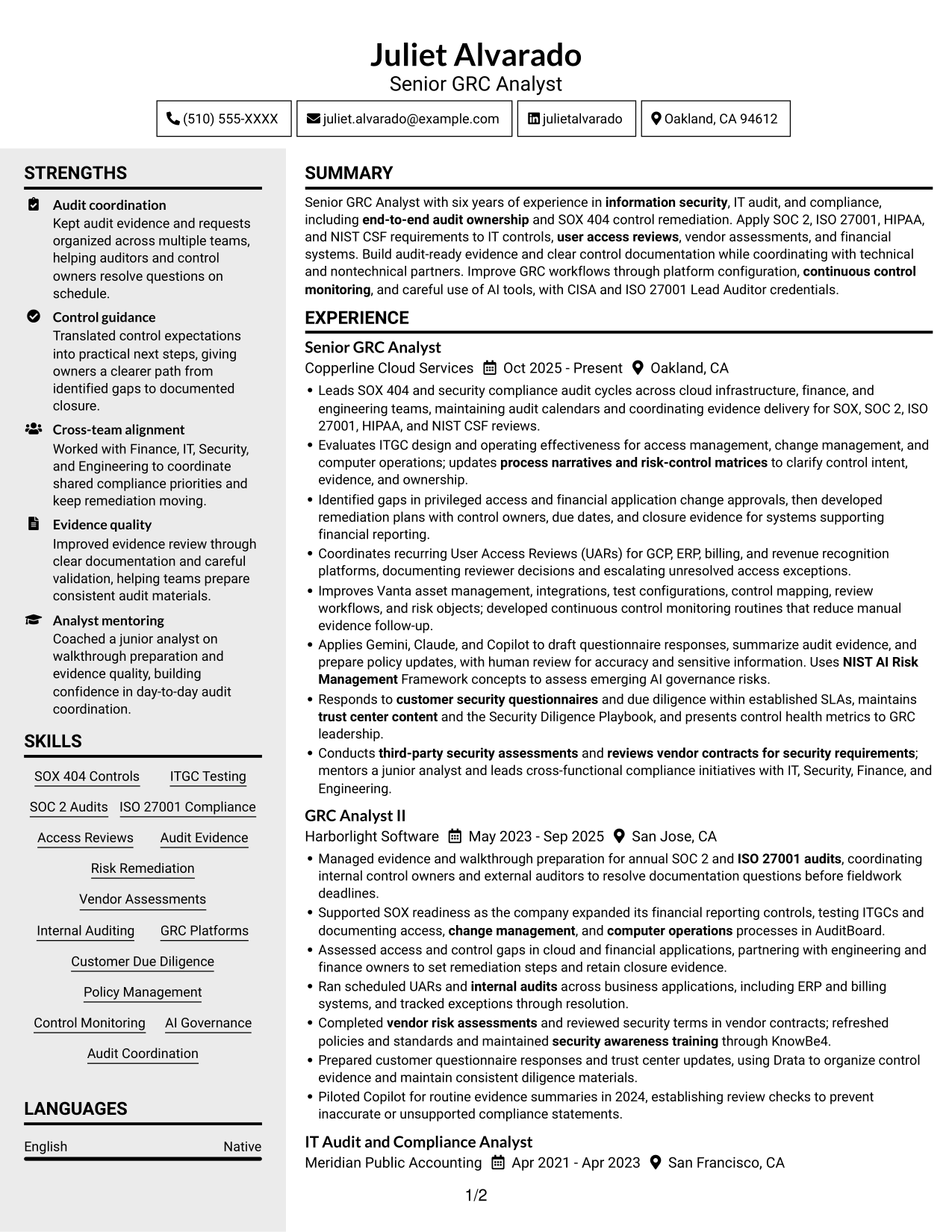 Resume example — page 1