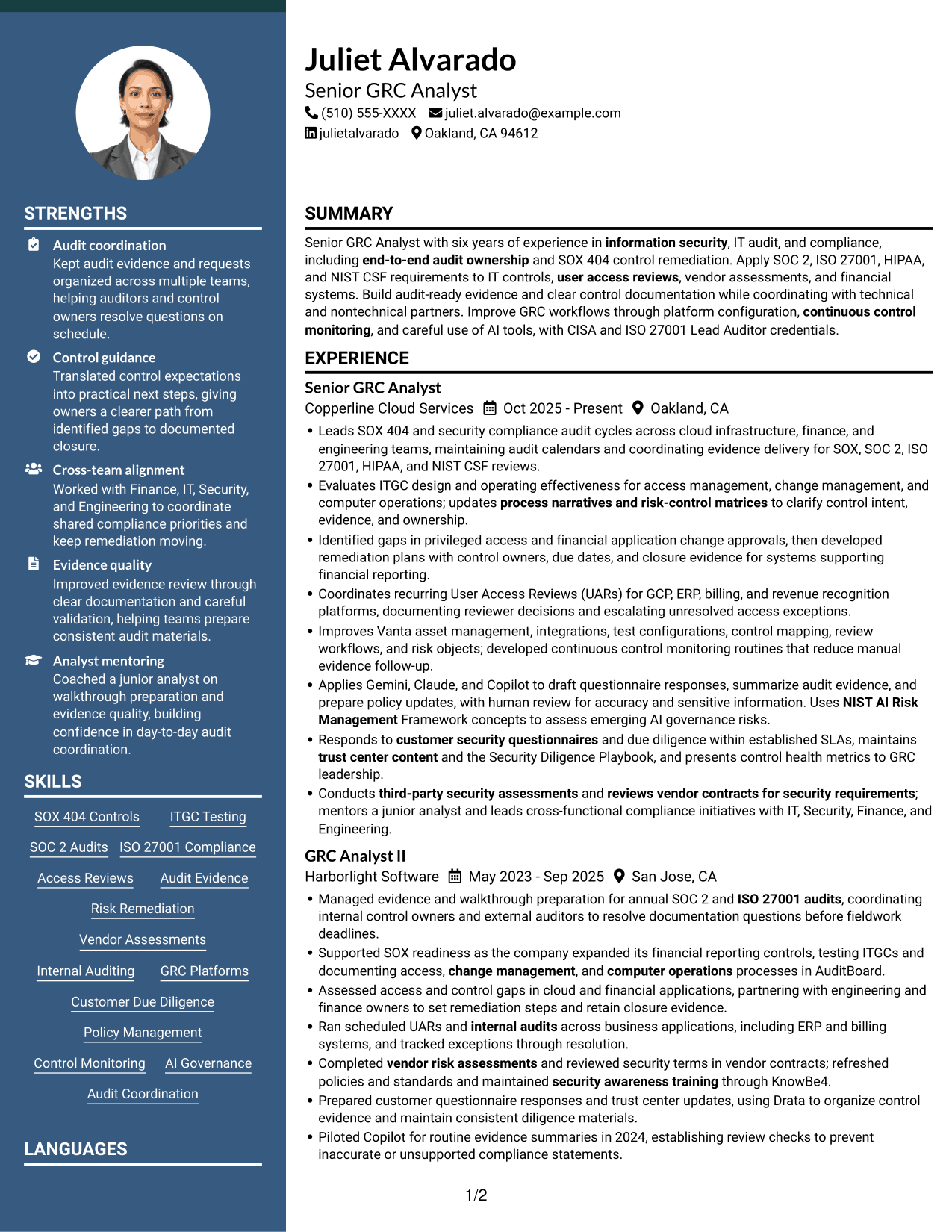 Resume example — page 1