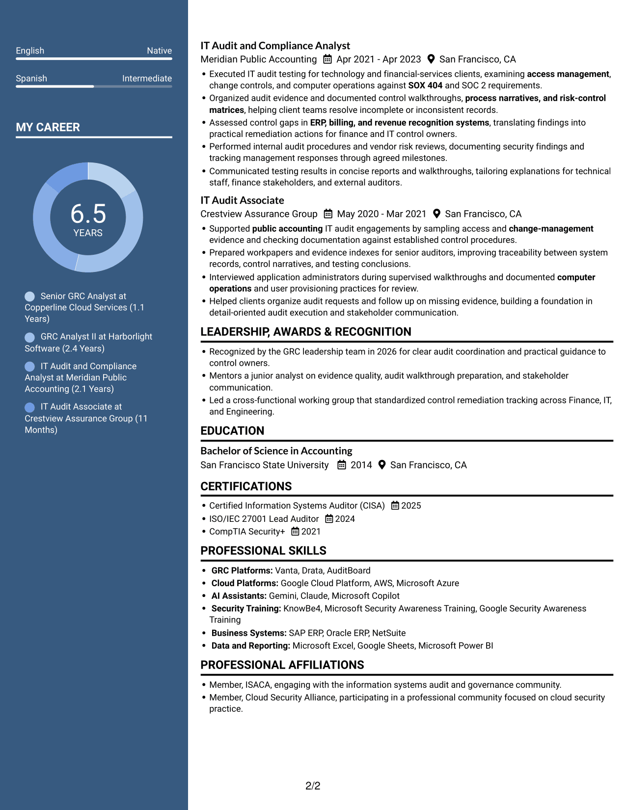 Resume example — page 2