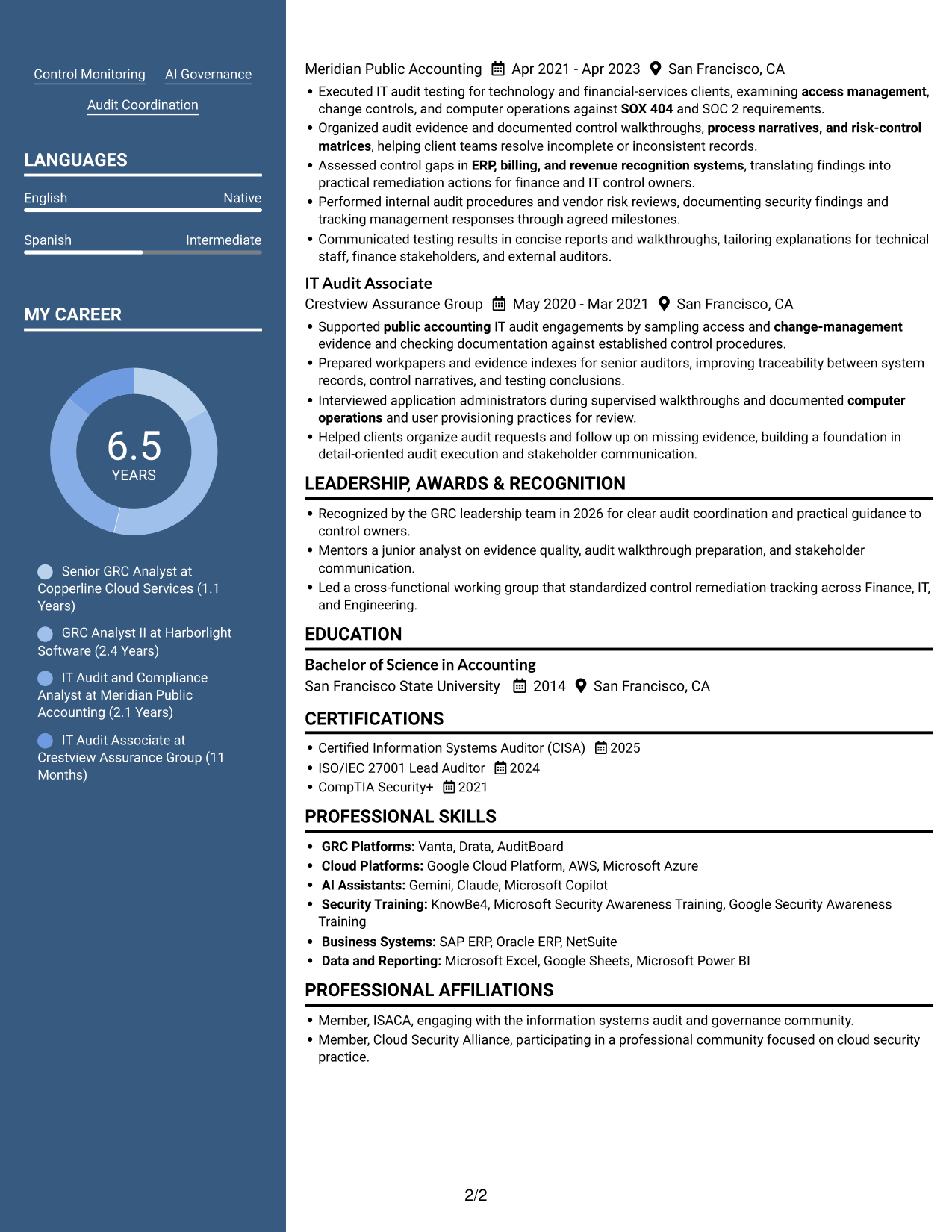 Resume example — page 2