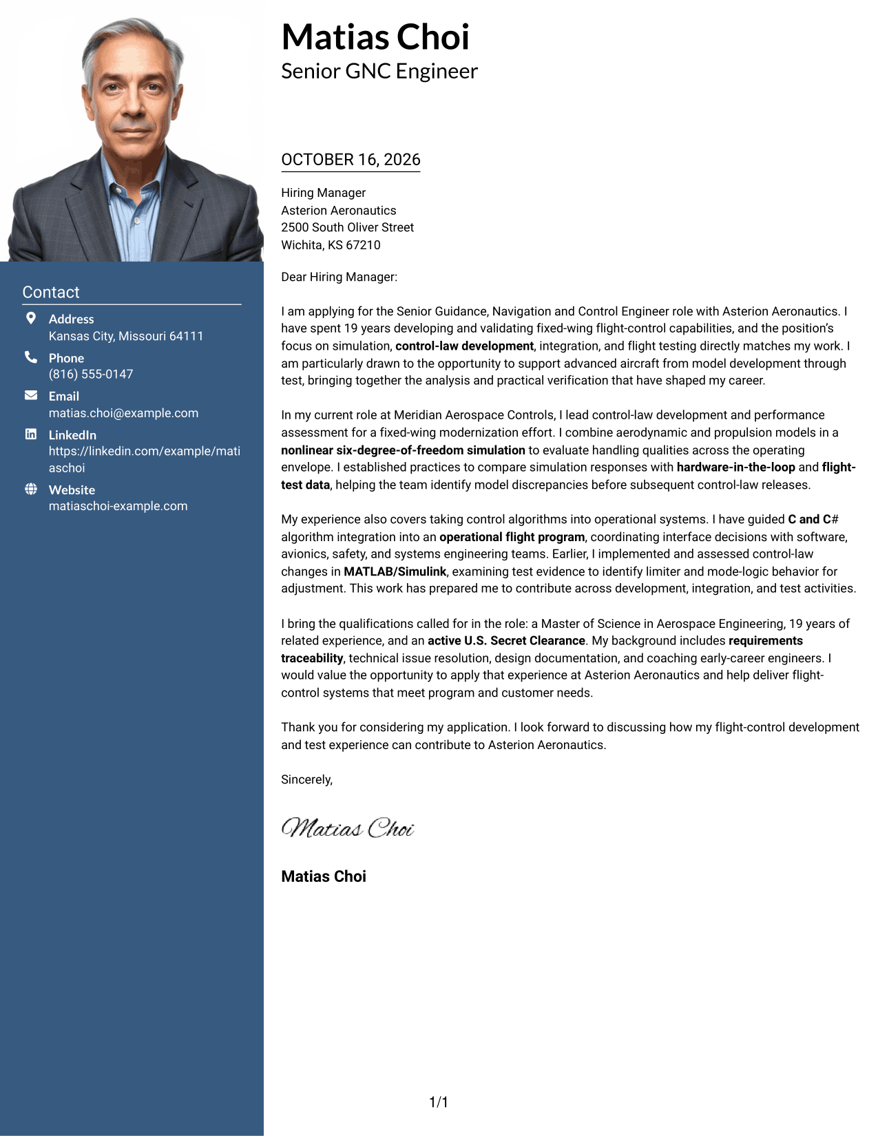 Cover letter example — page 1