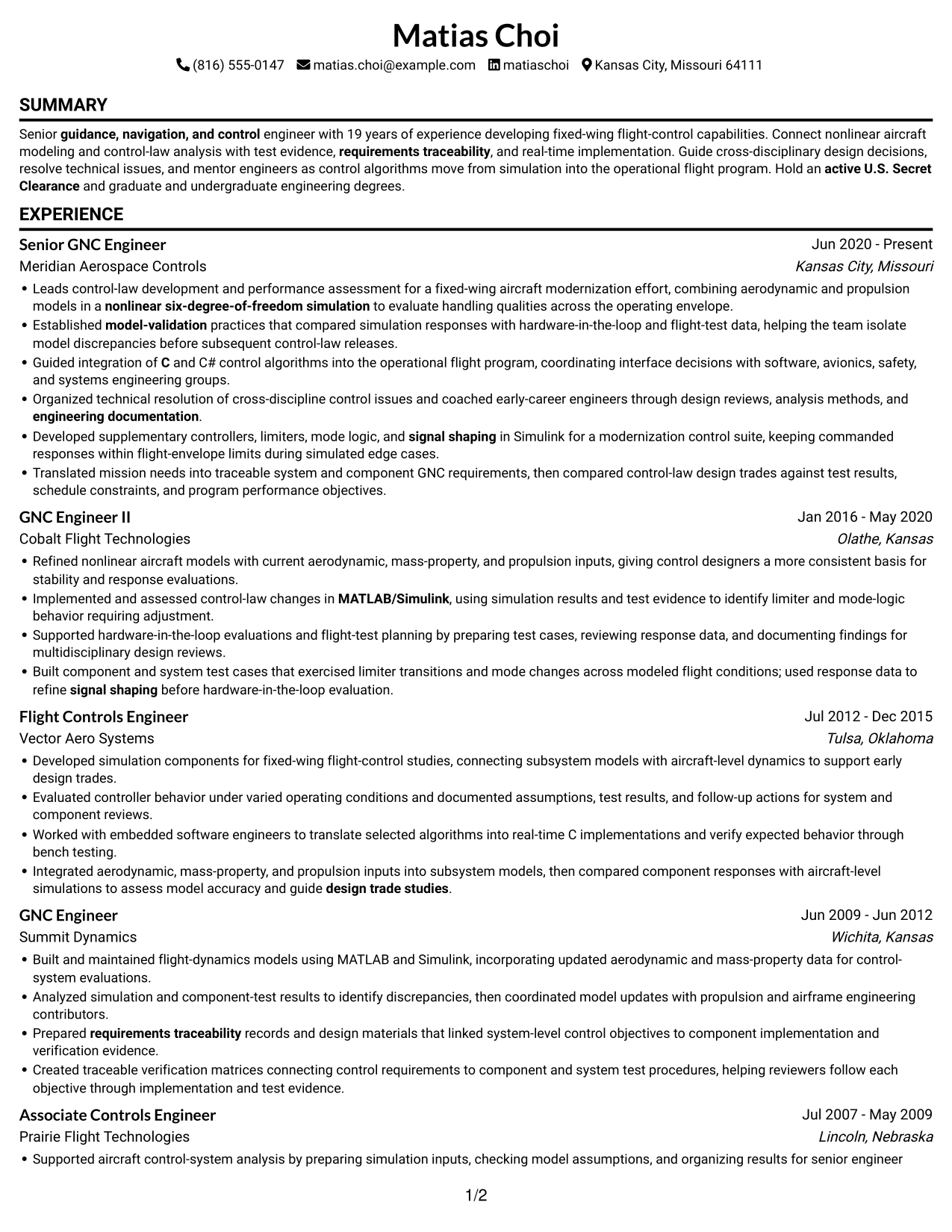 Resume example — page 1
