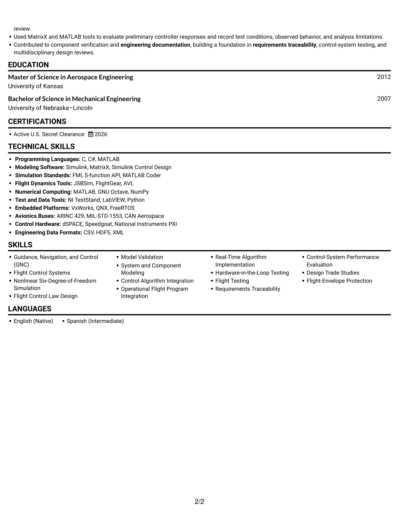 Resume example — page 2