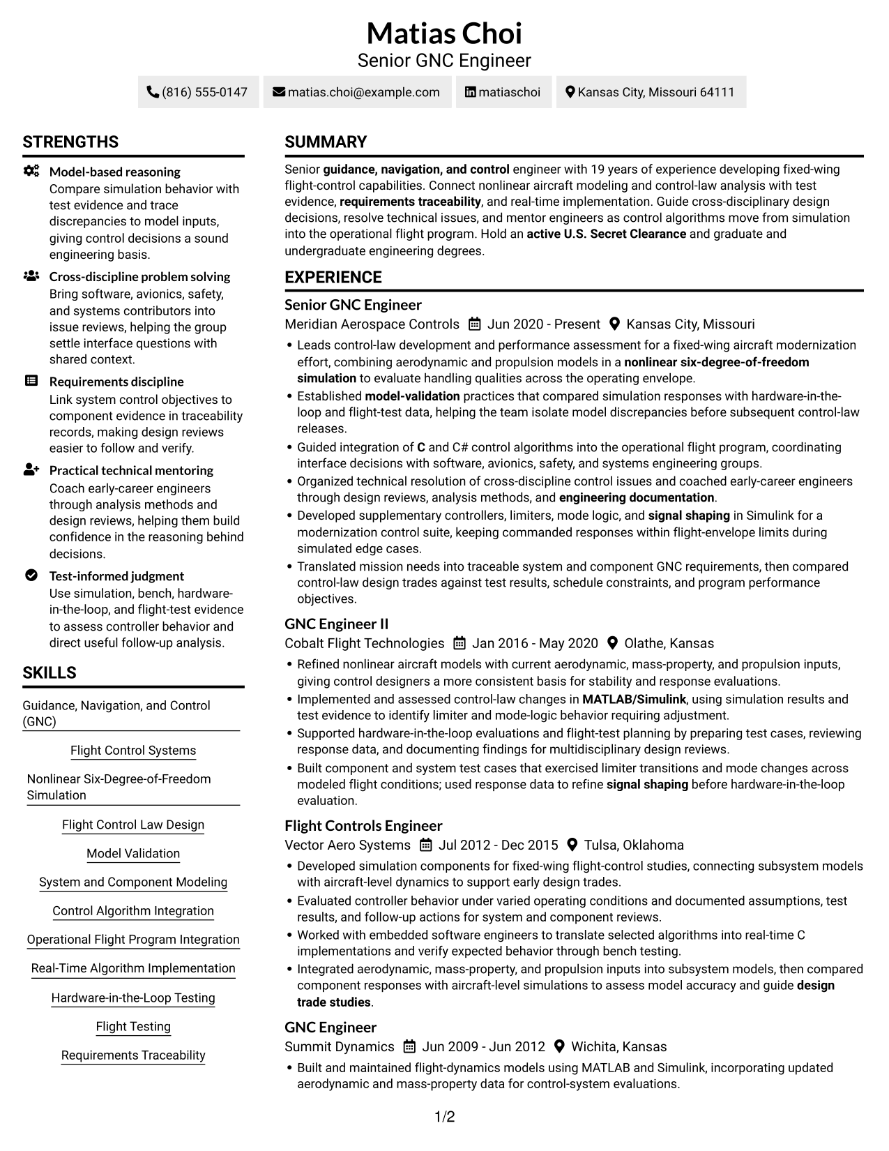 Resume example — page 1
