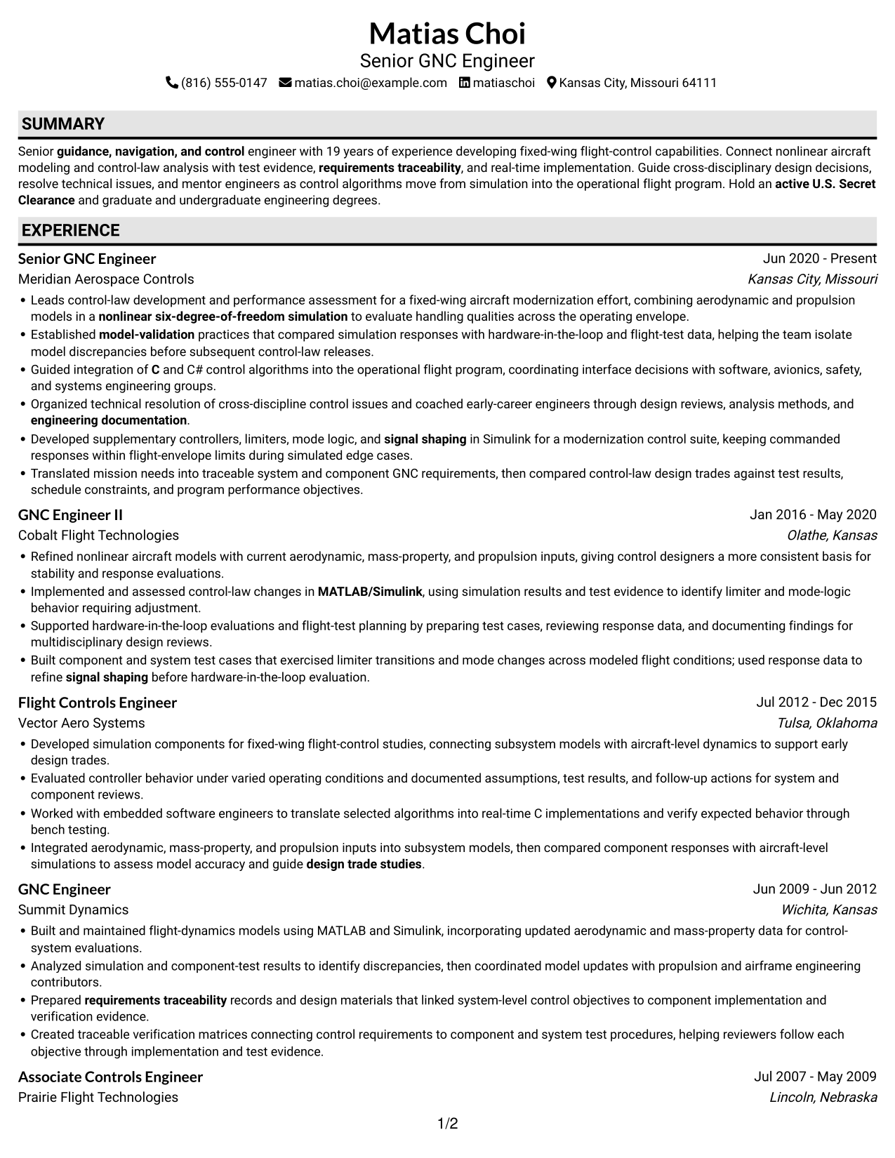 Resume example — page 1