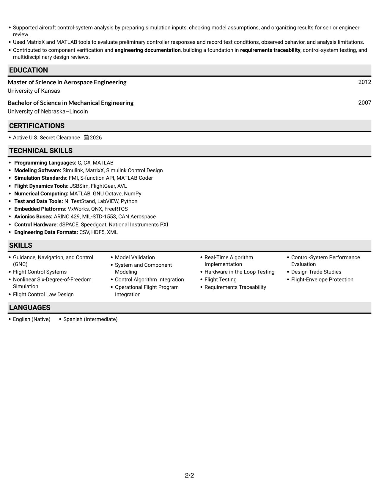 Resume example — page 2