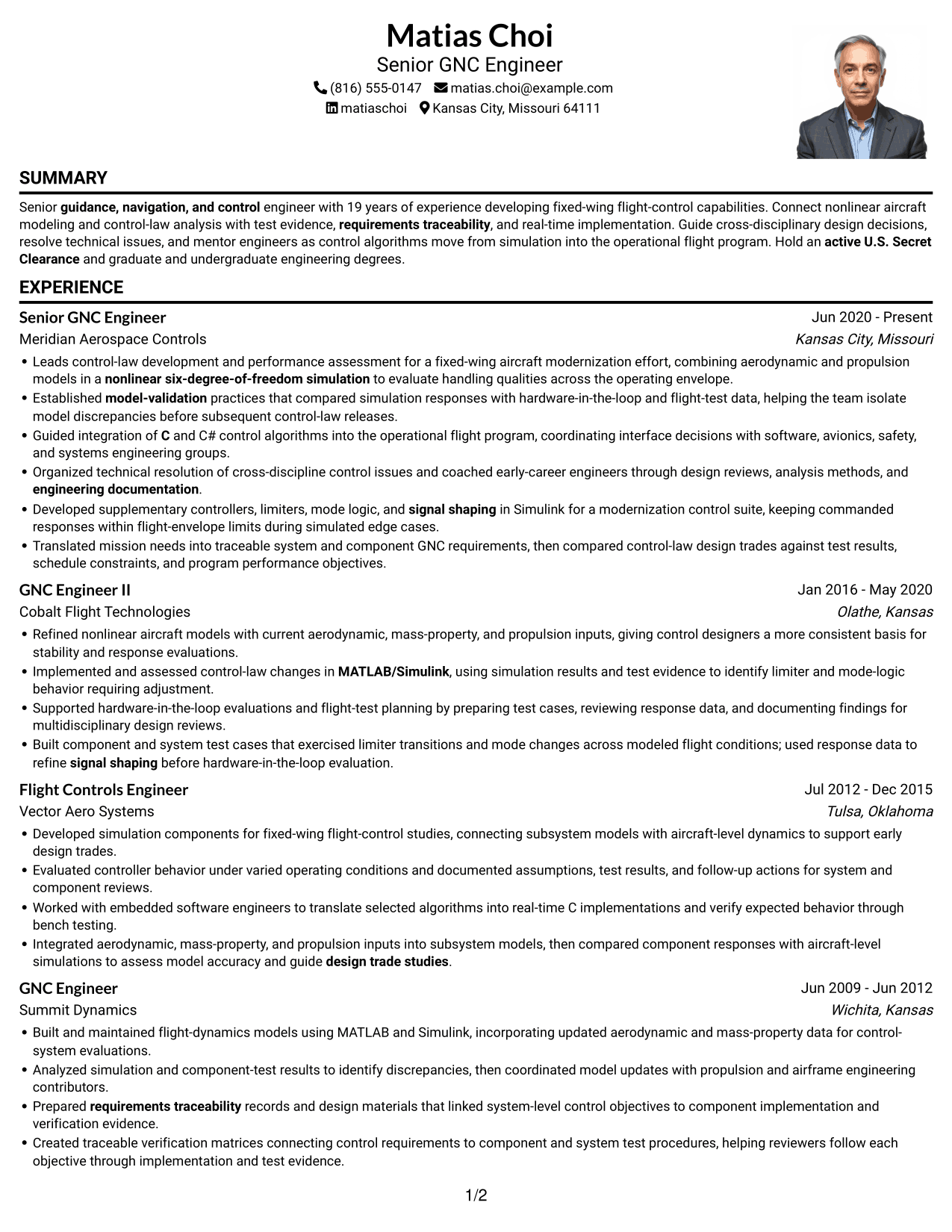 Resume example — page 1