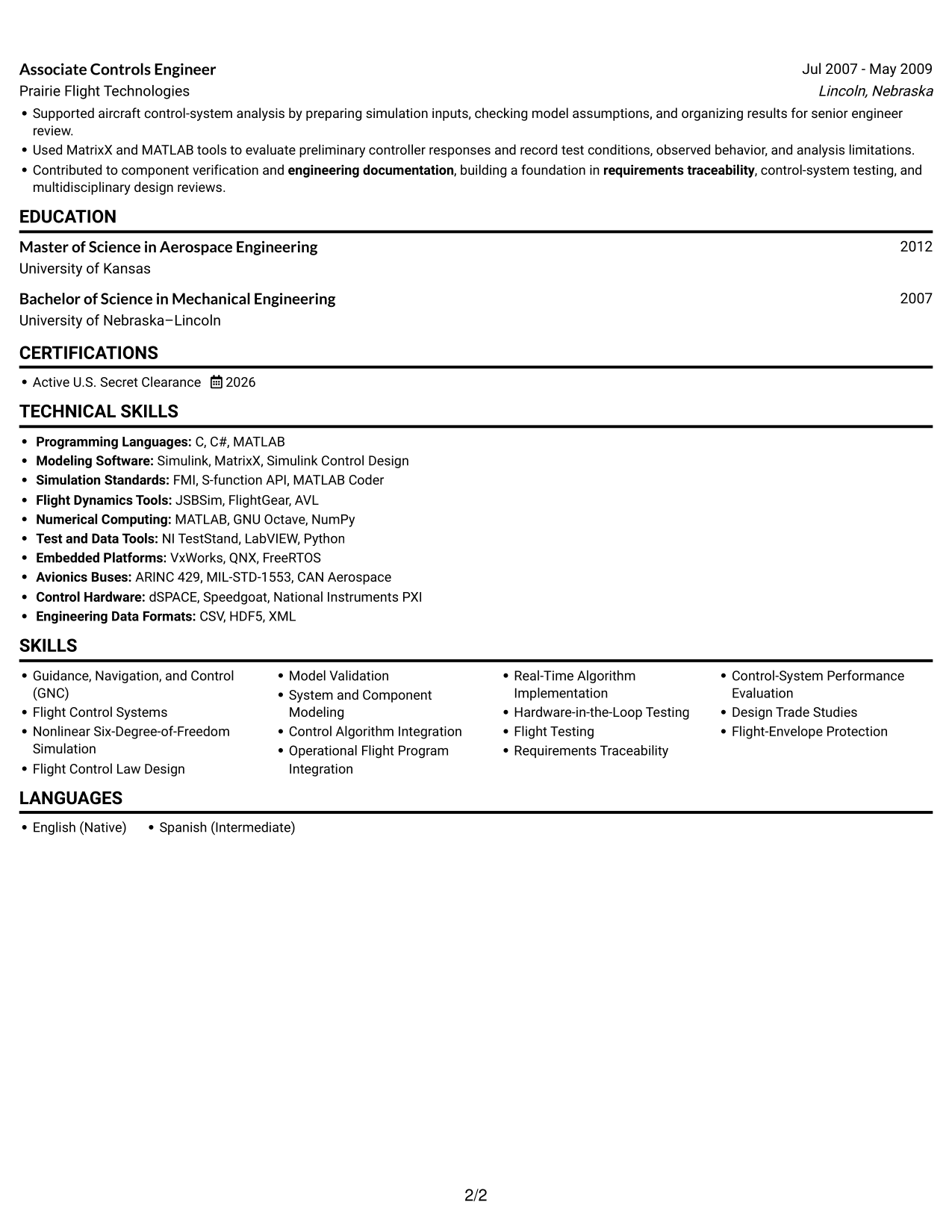 Resume example — page 2