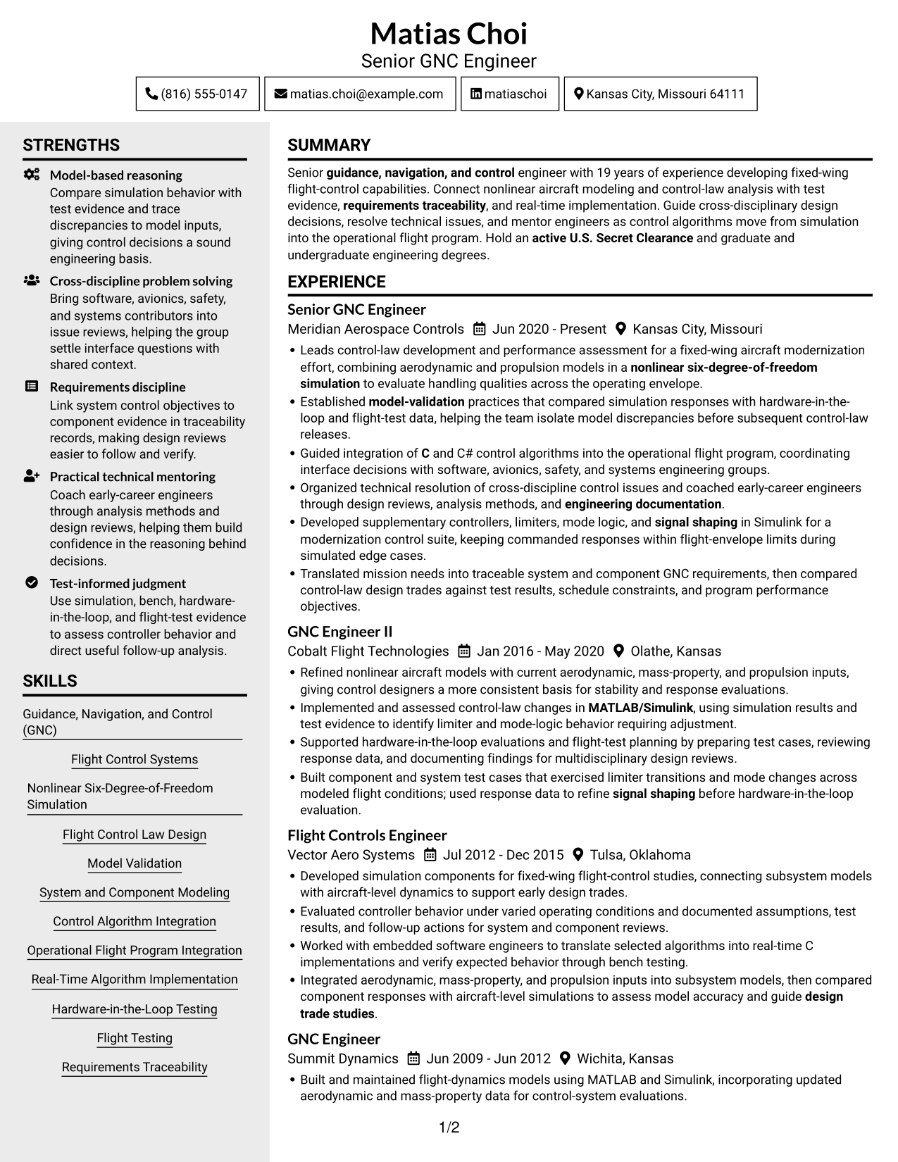 Resume example — page 1