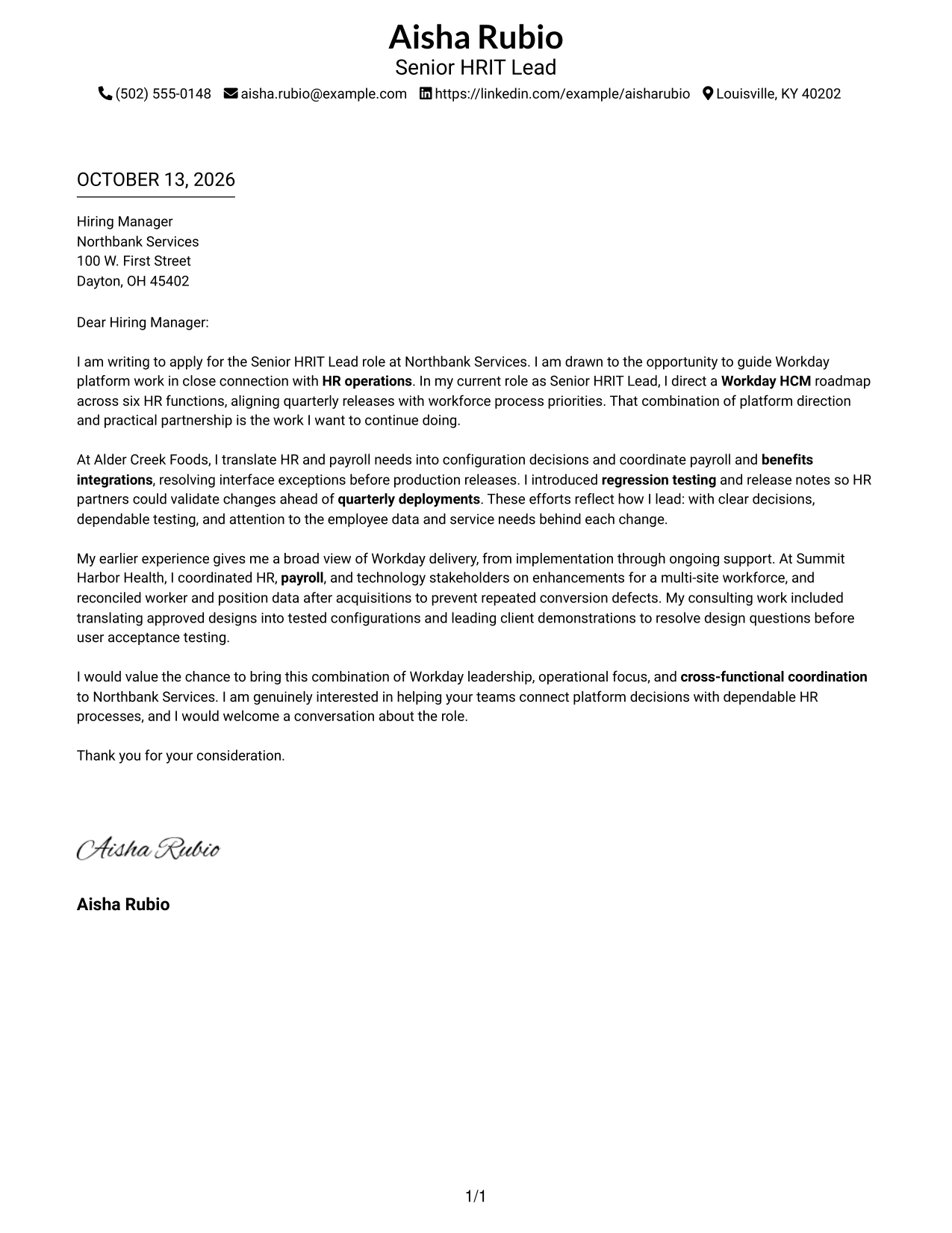 Cover Letter Example Page 1