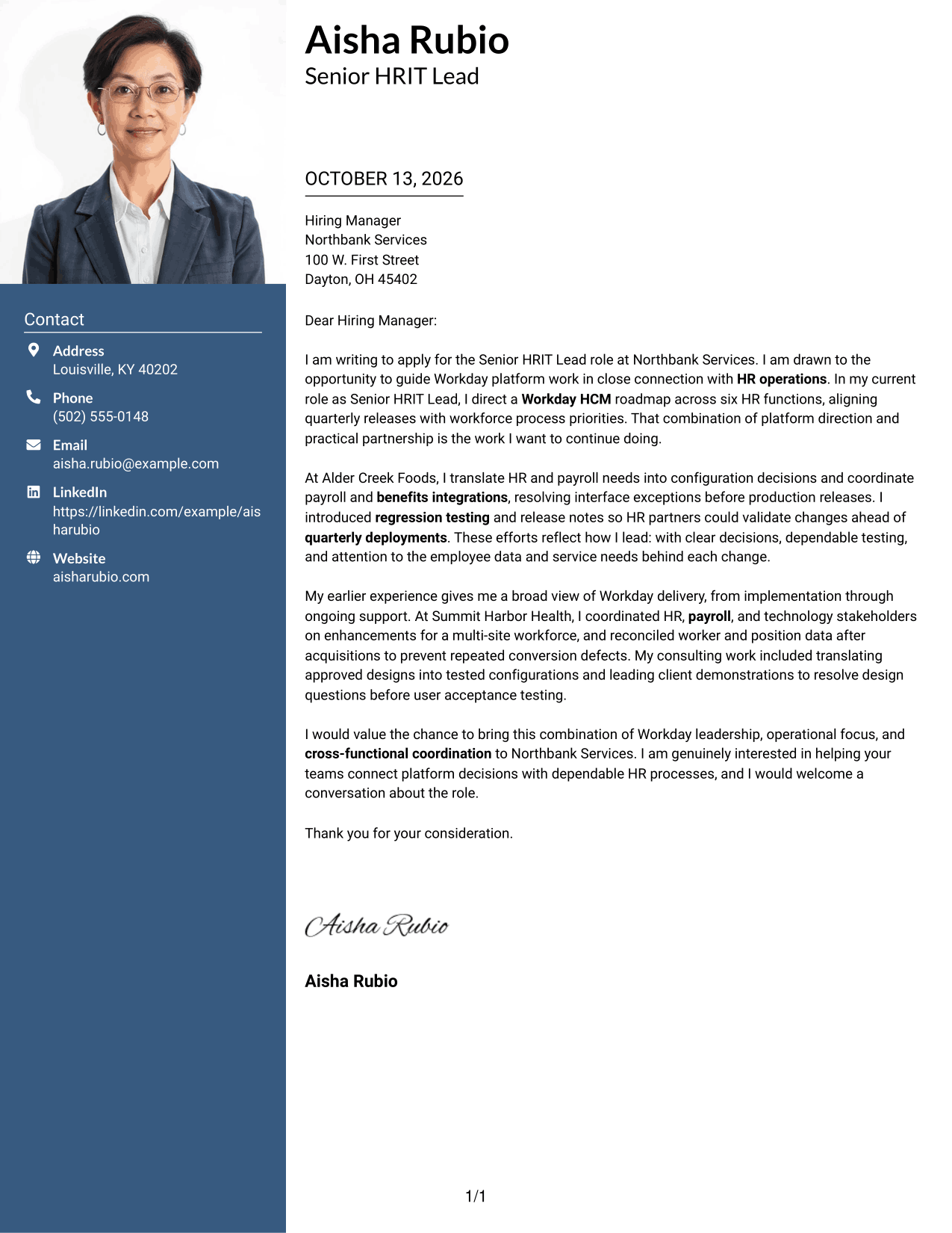 Cover Letter Example Page 1