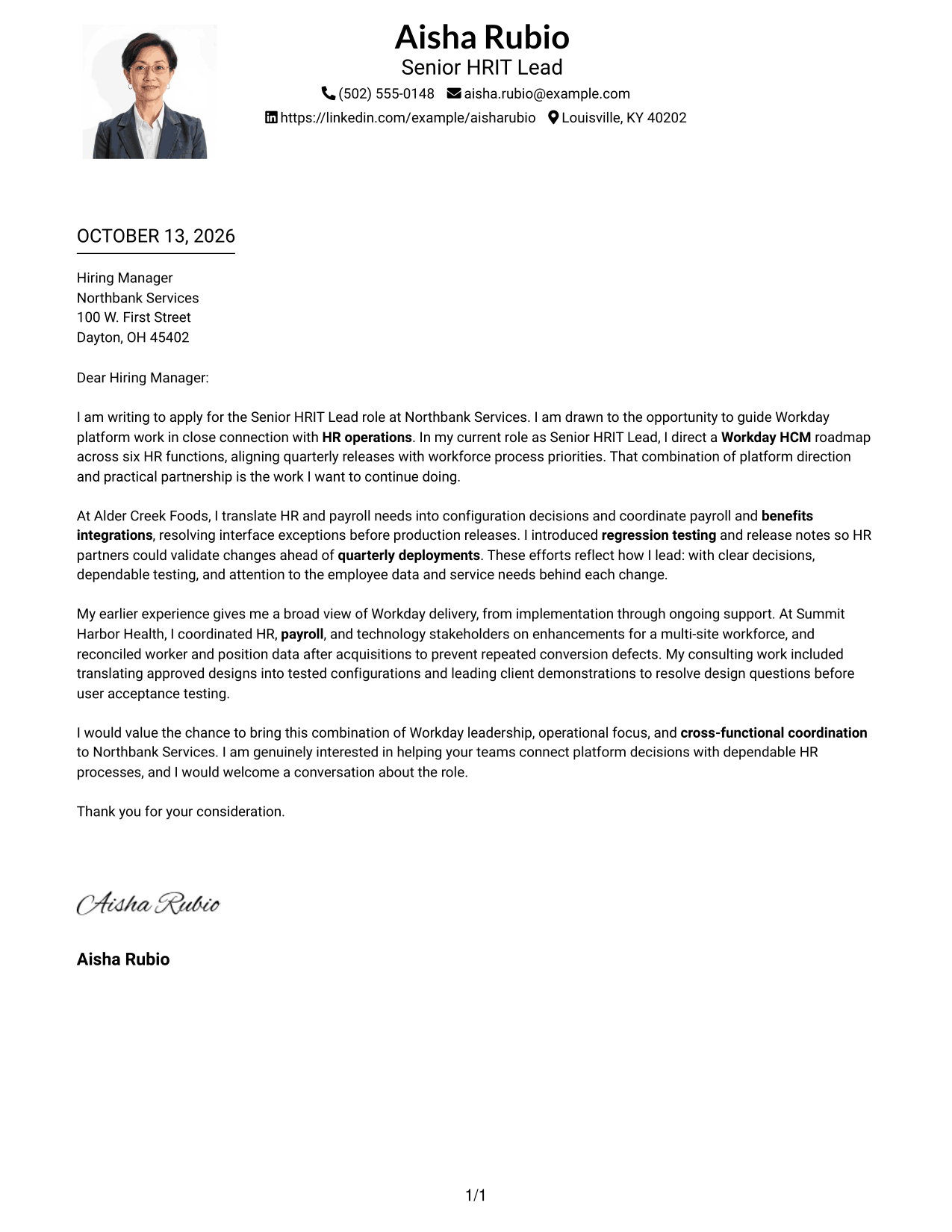 Cover Letter Example Page 1
