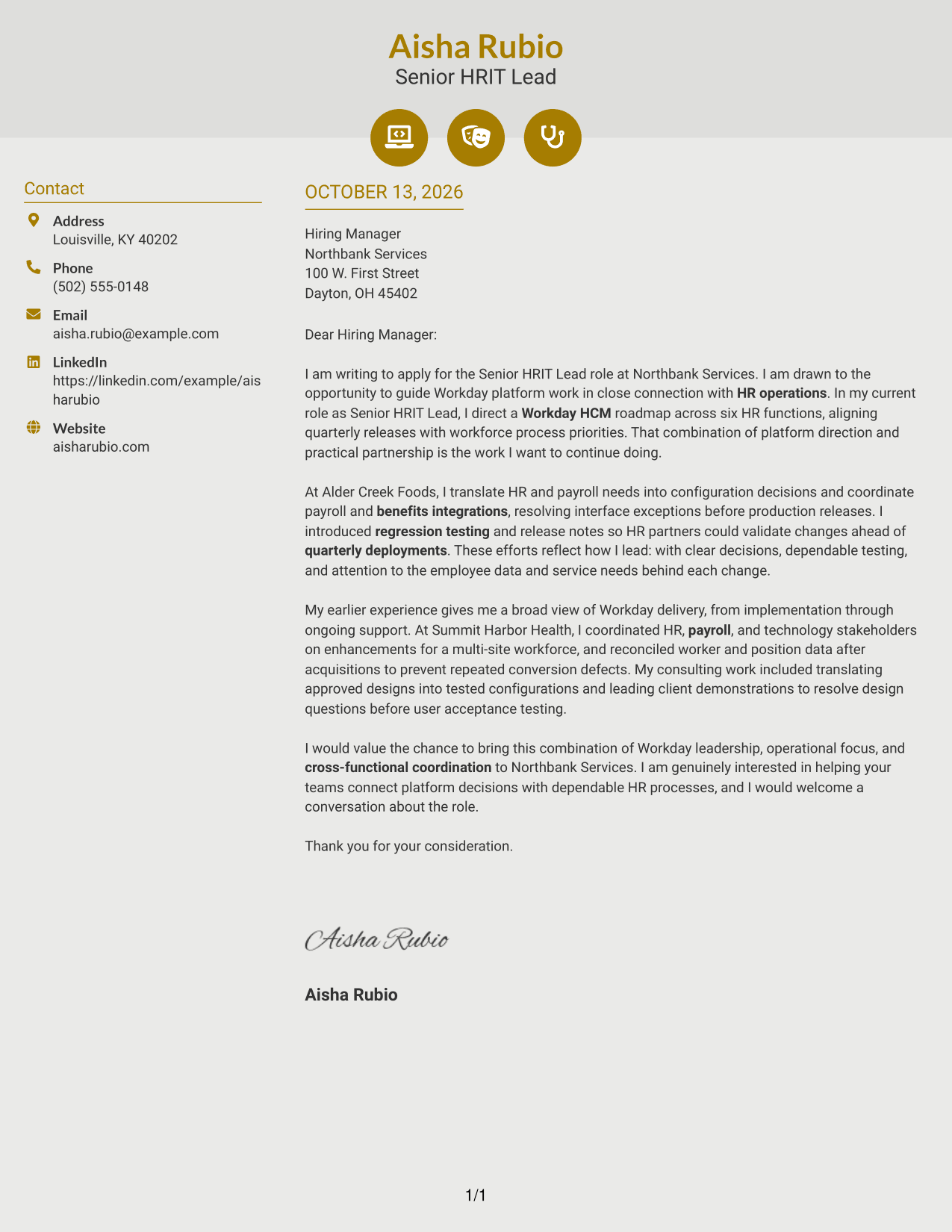 Cover Letter Example Page 1