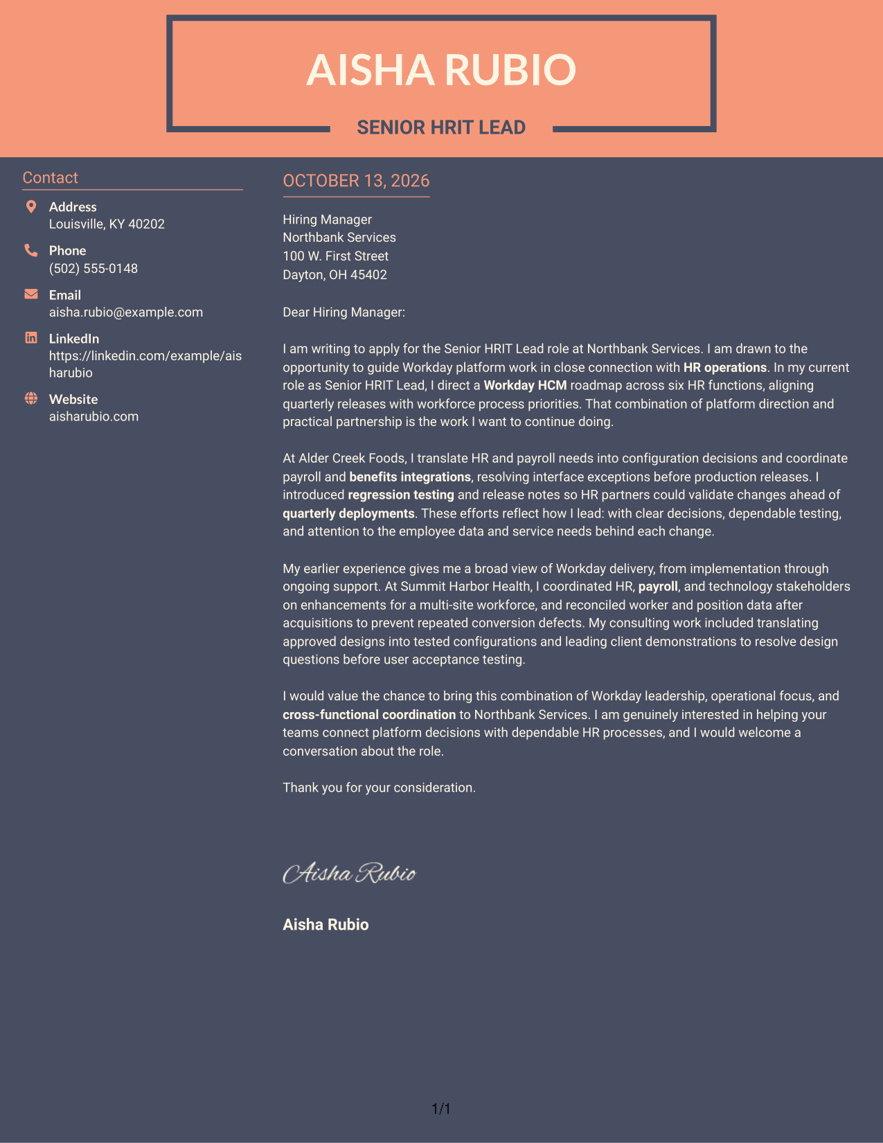 Cover Letter Example Page 1