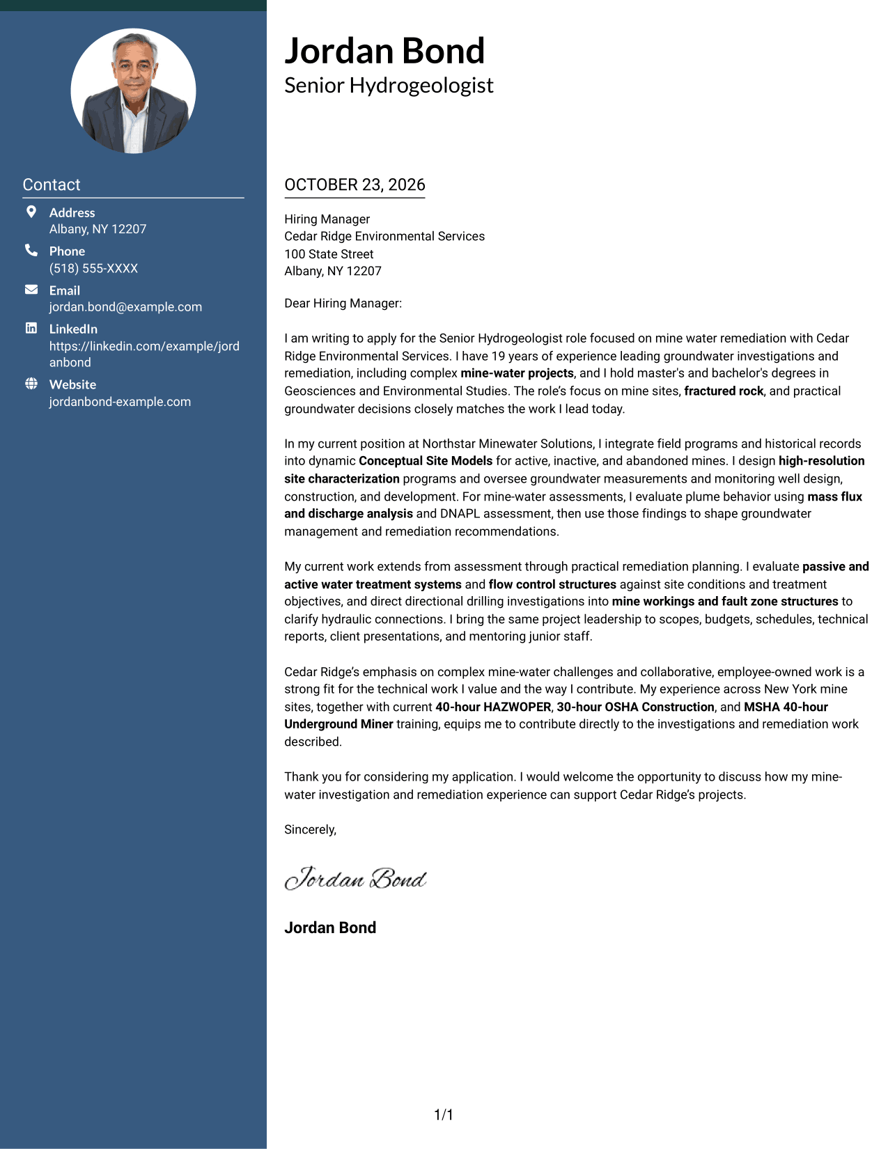 Cover letter example — page 1