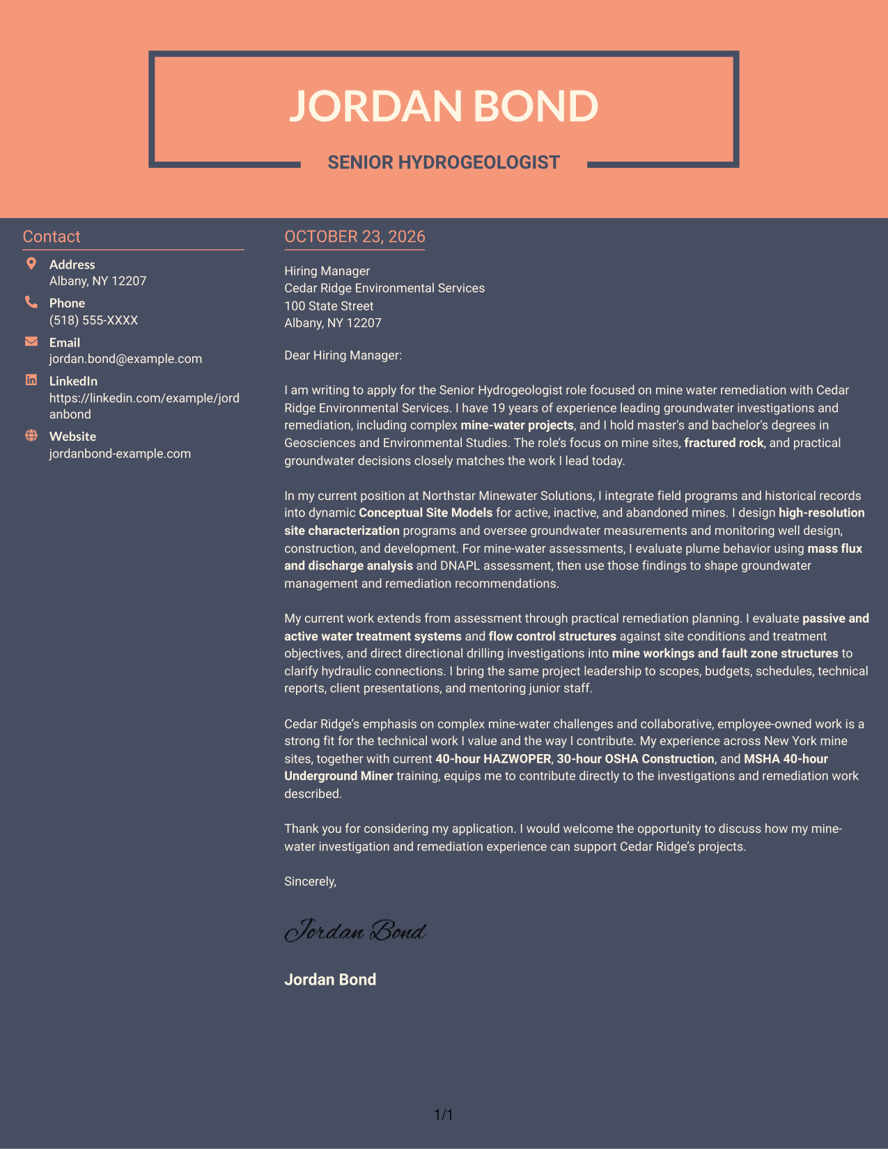 Cover letter example — page 1