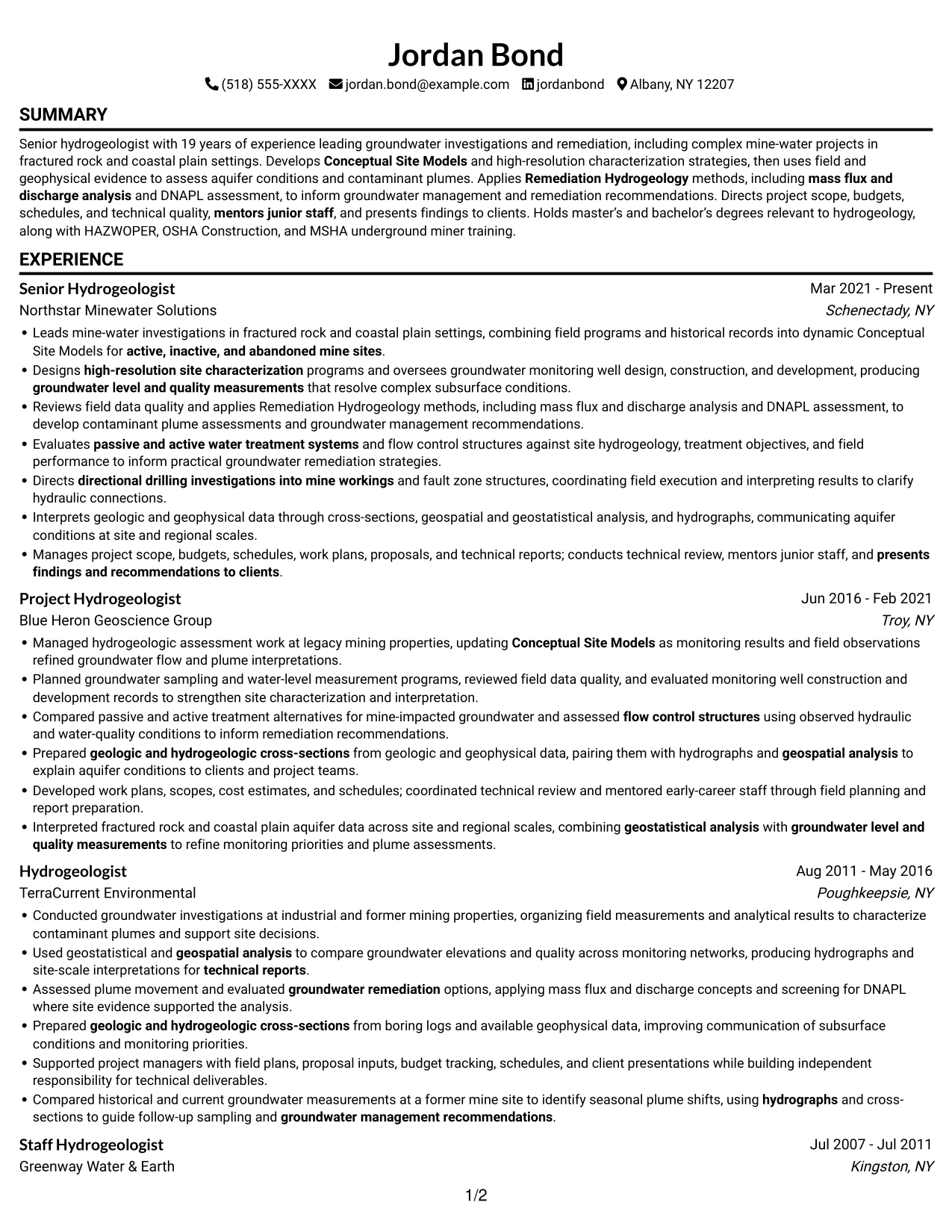 Resume example — page 1