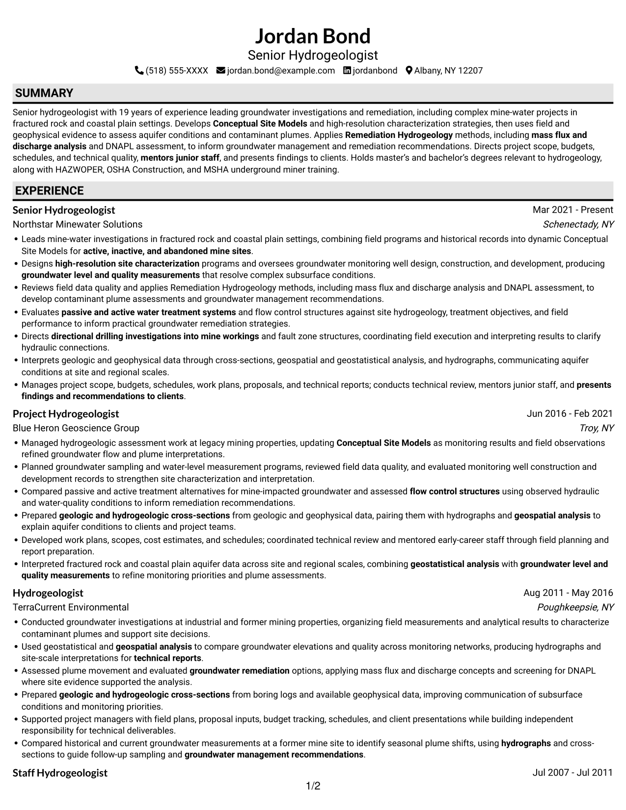 Resume example — page 1