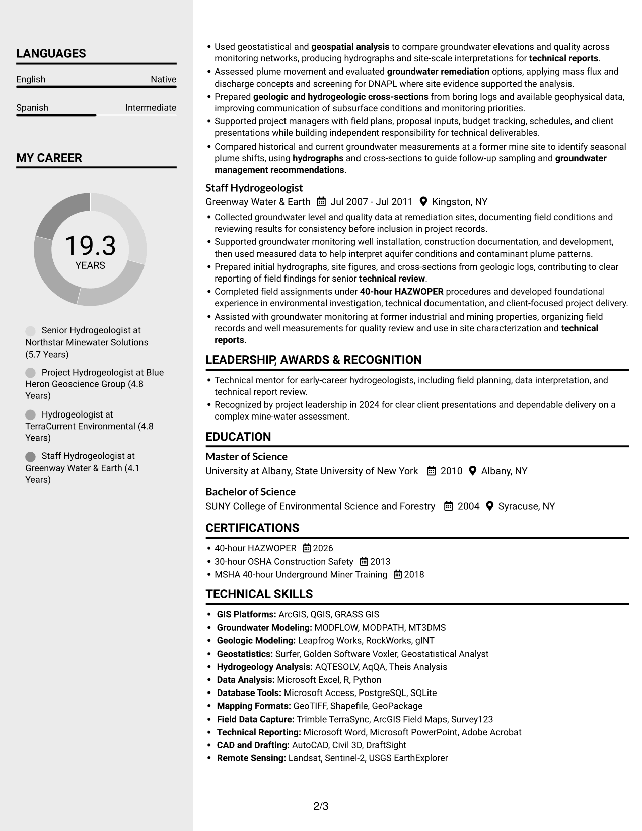 Resume example — page 2