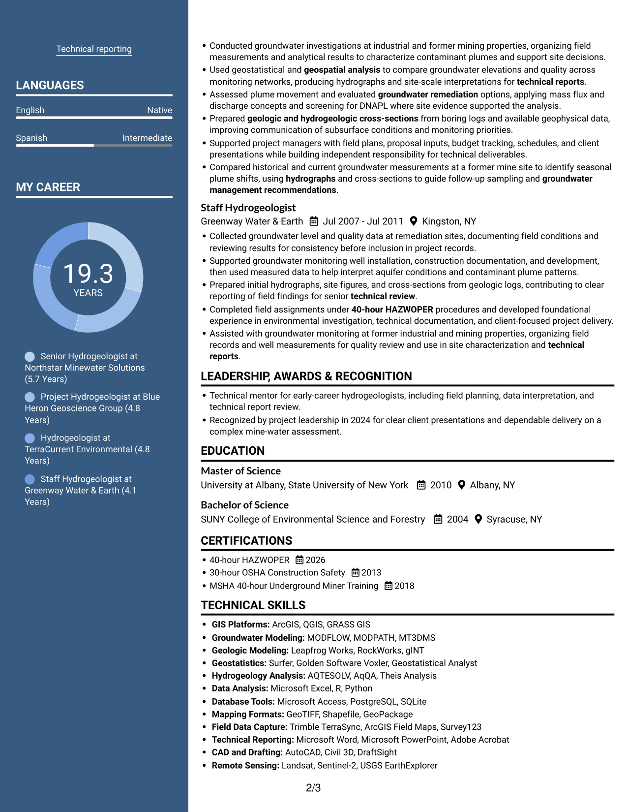 Resume example — page 2