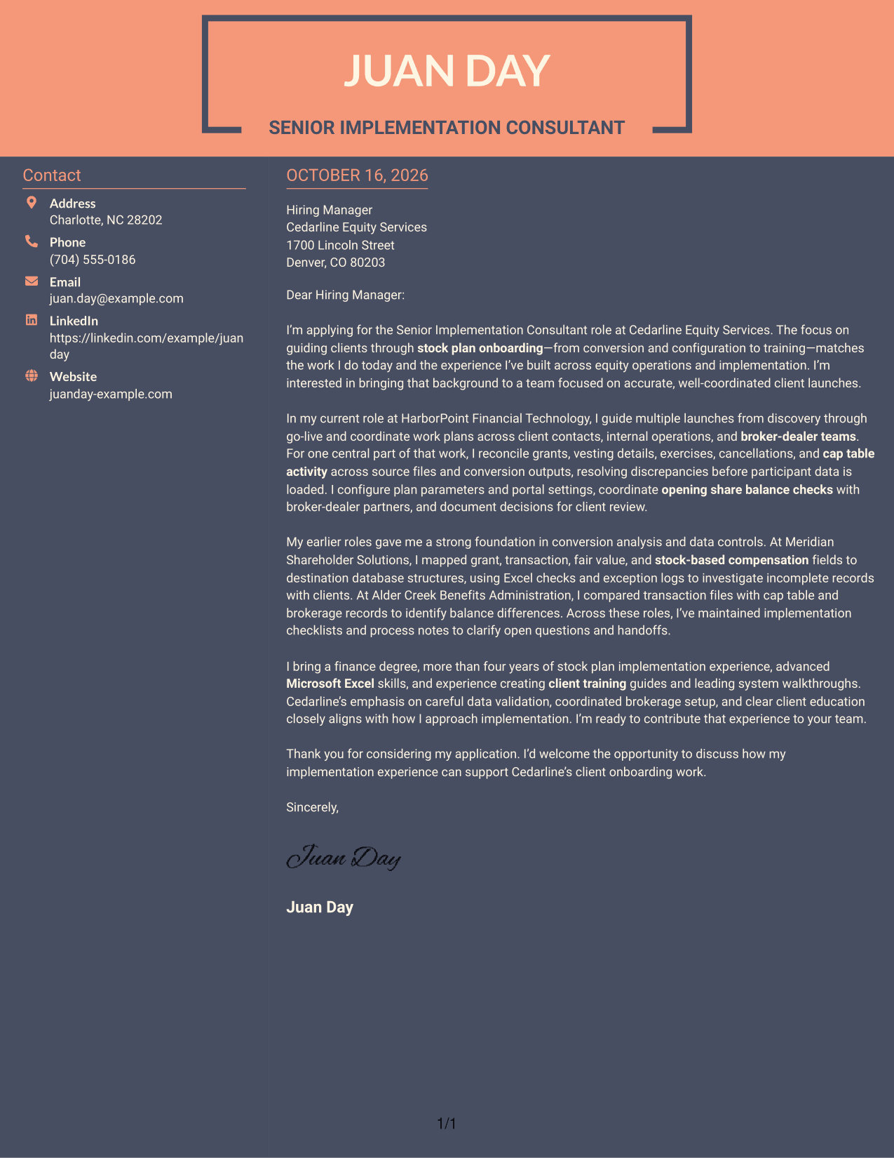 Cover letter example — page 1