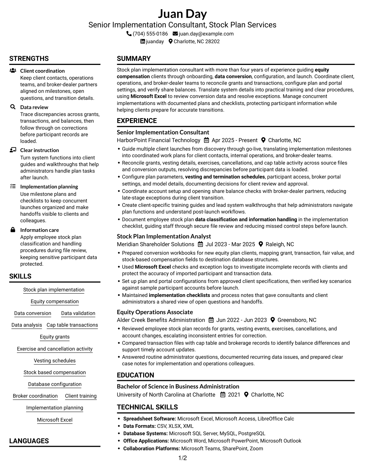 Resume example — page 1