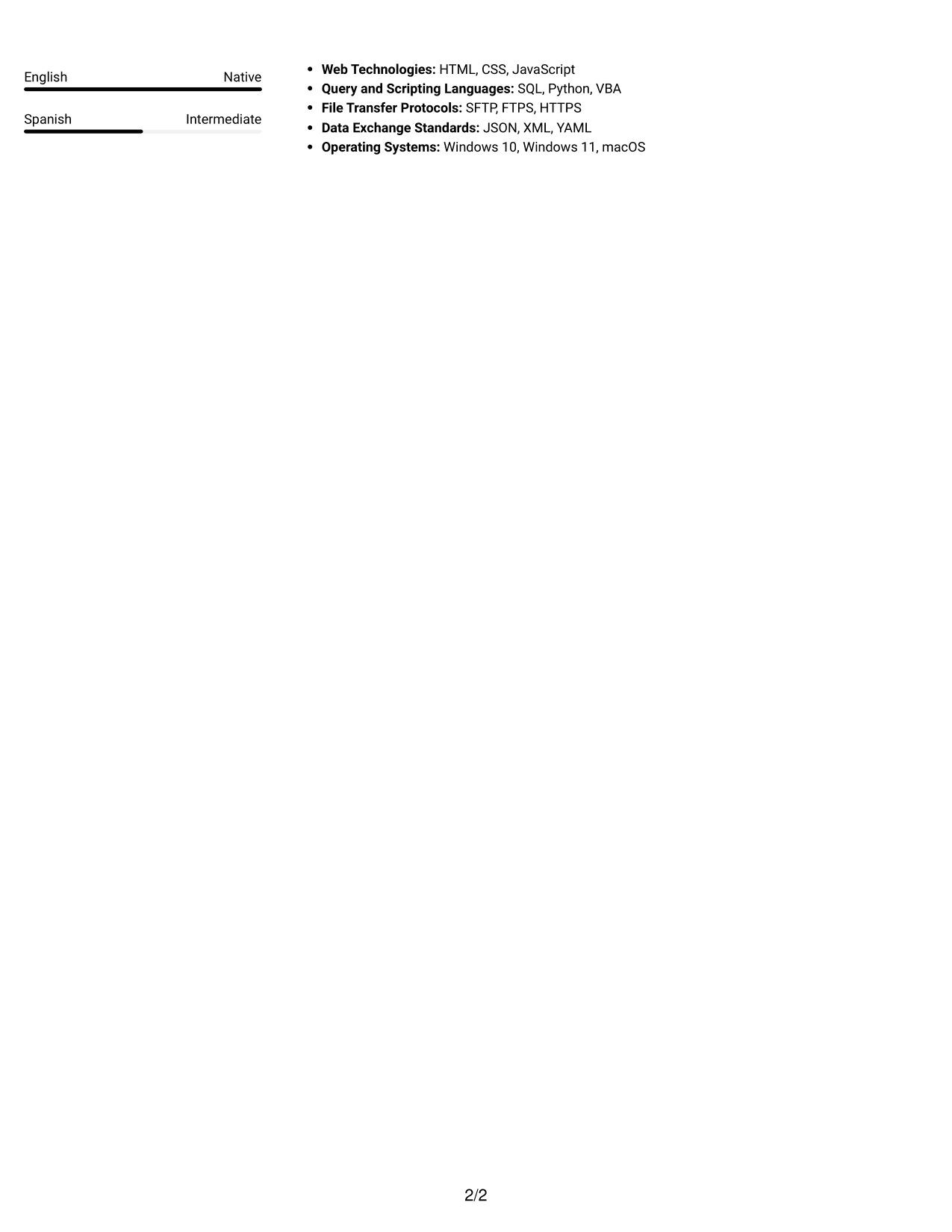 Resume example — page 2