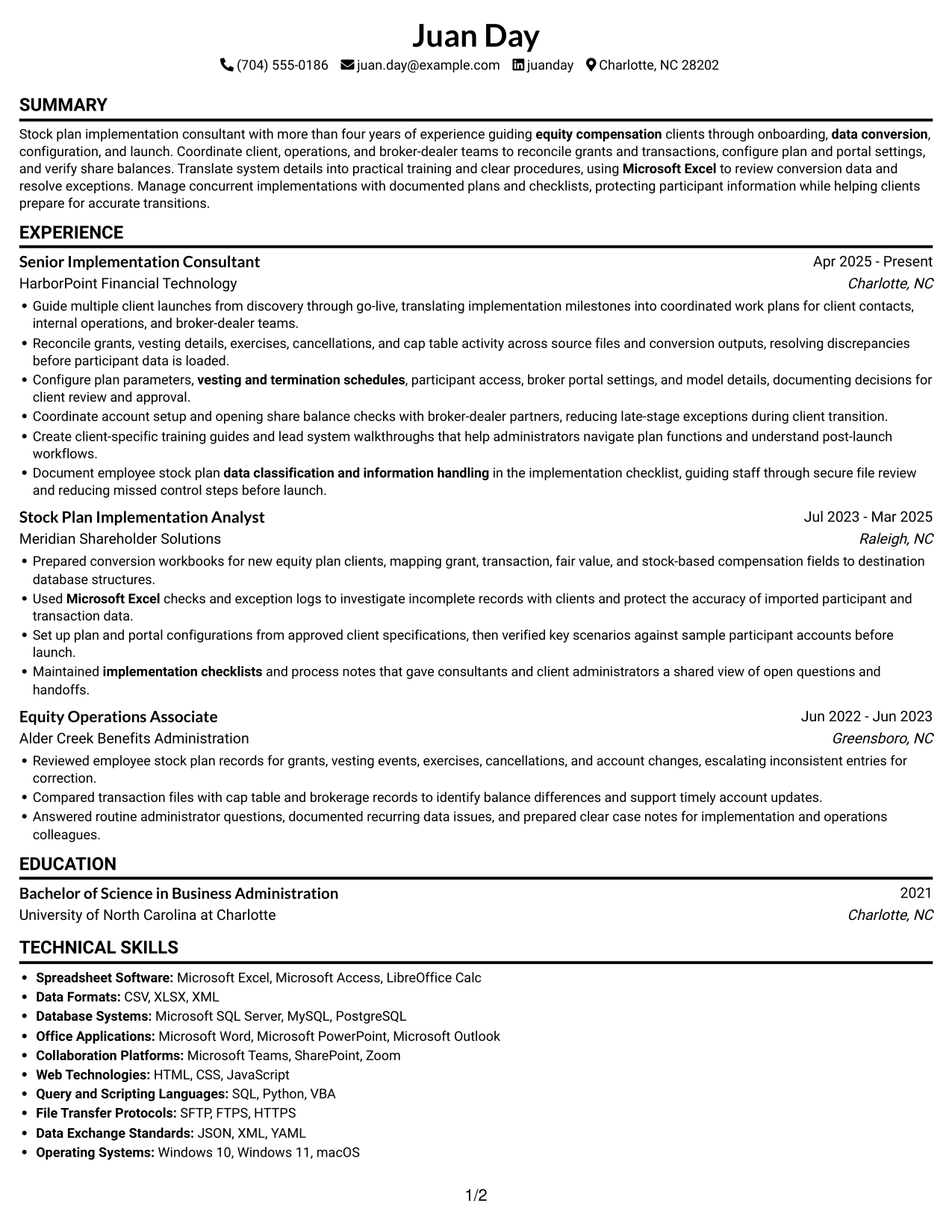 Resume example — page 1