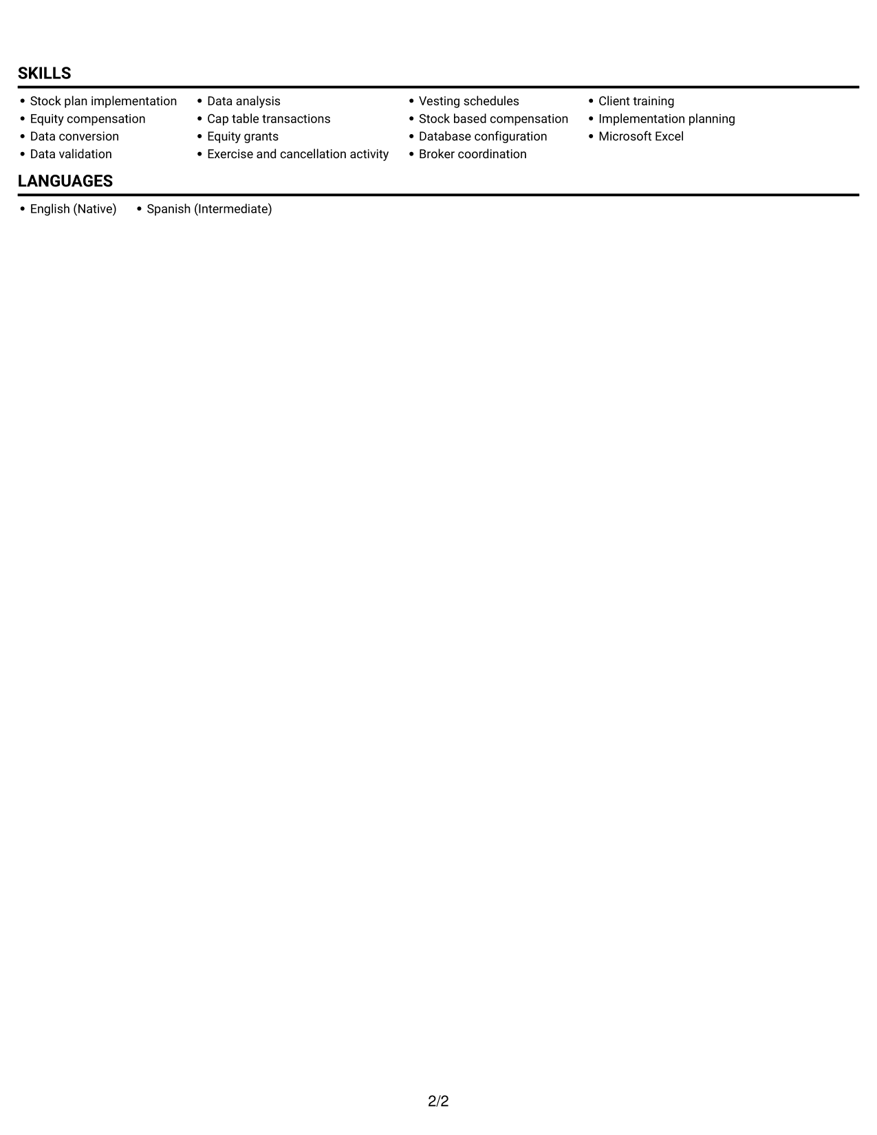 Resume example — page 2