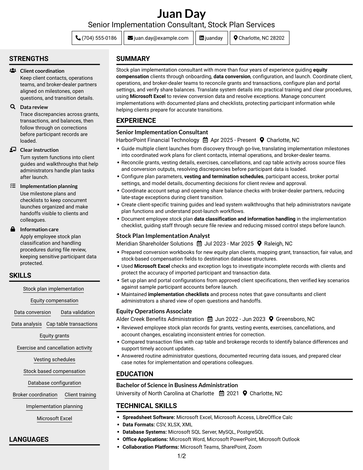 Resume example — page 1