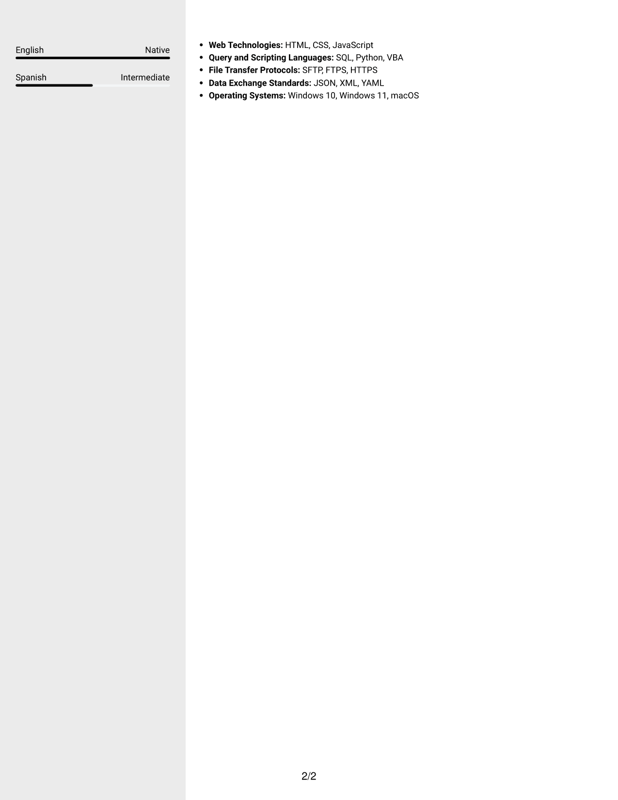 Resume example — page 2