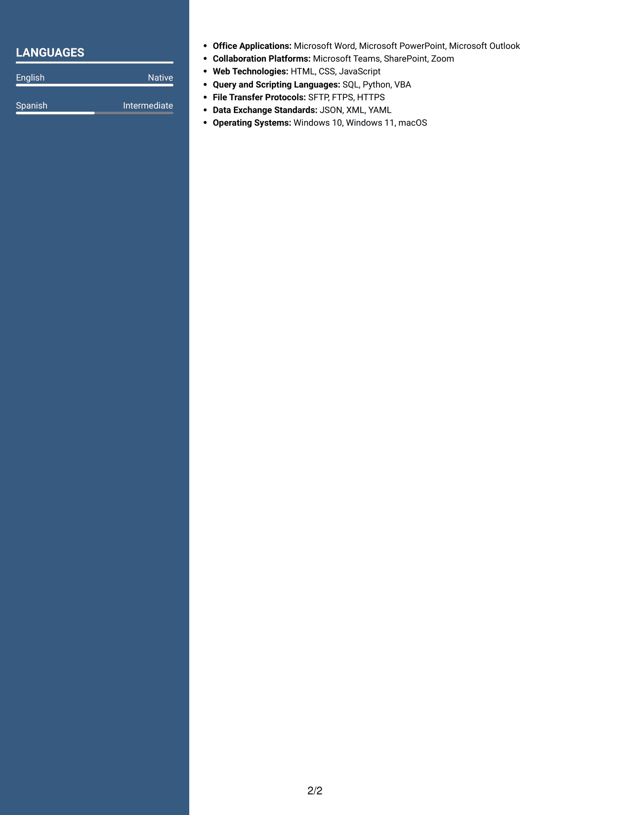 Resume example — page 2
