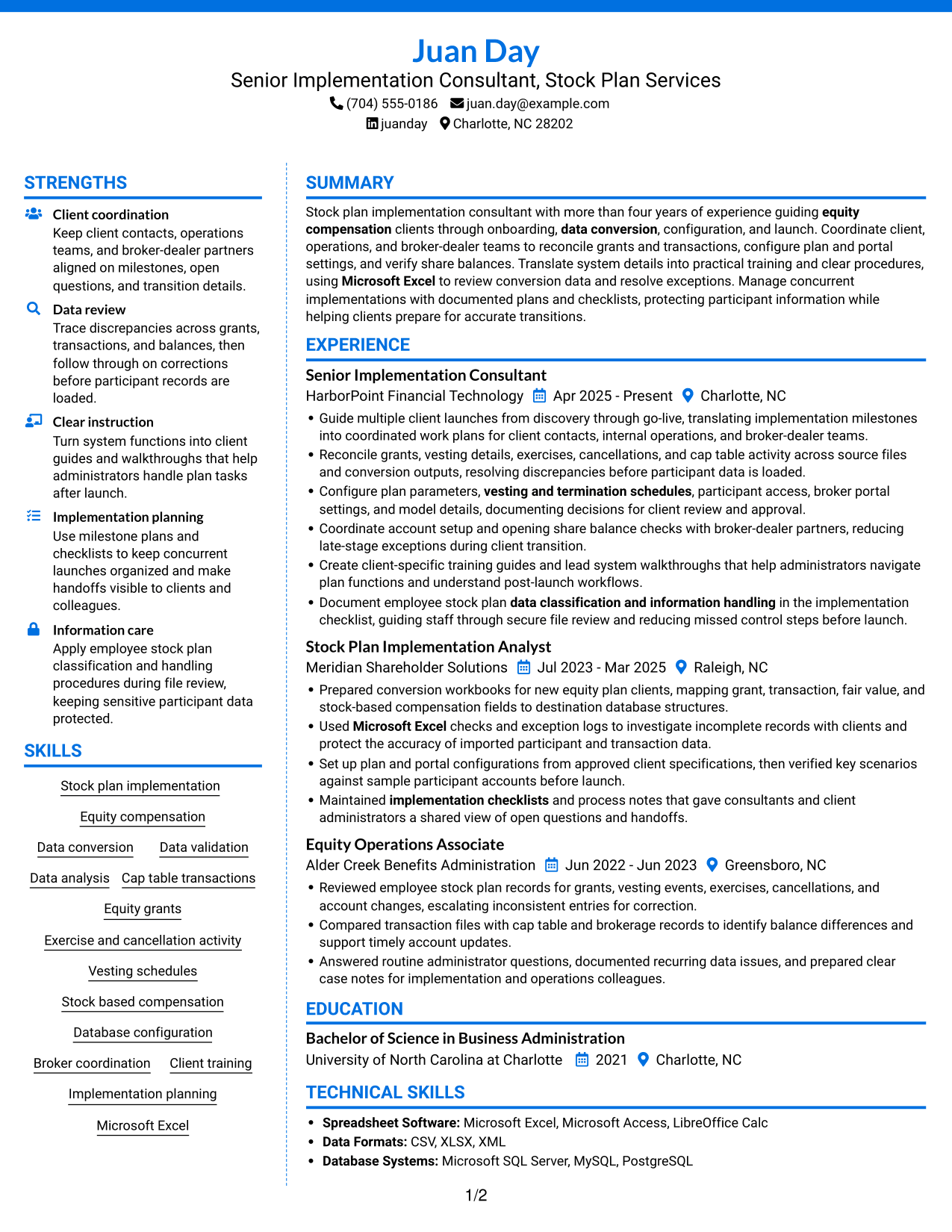 Resume example — page 1