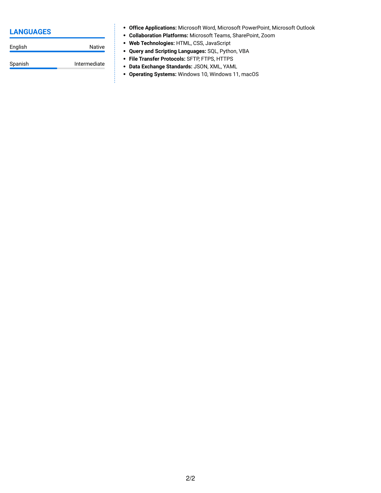Resume example — page 2