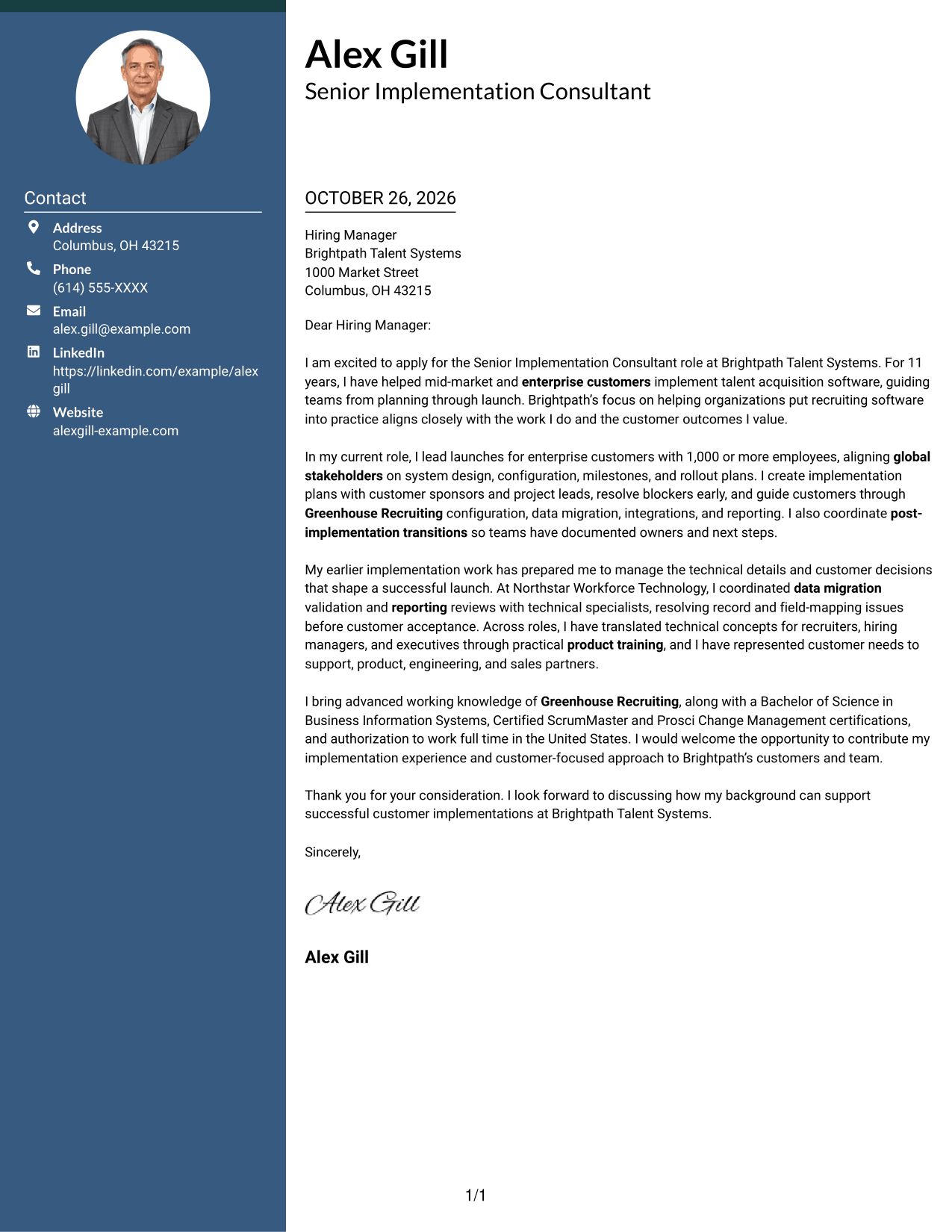 Cover letter example — page 1