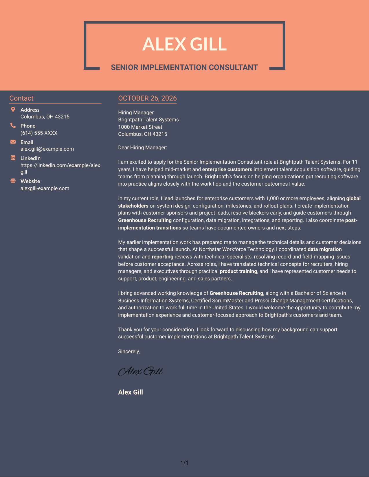 Cover letter example — page 1