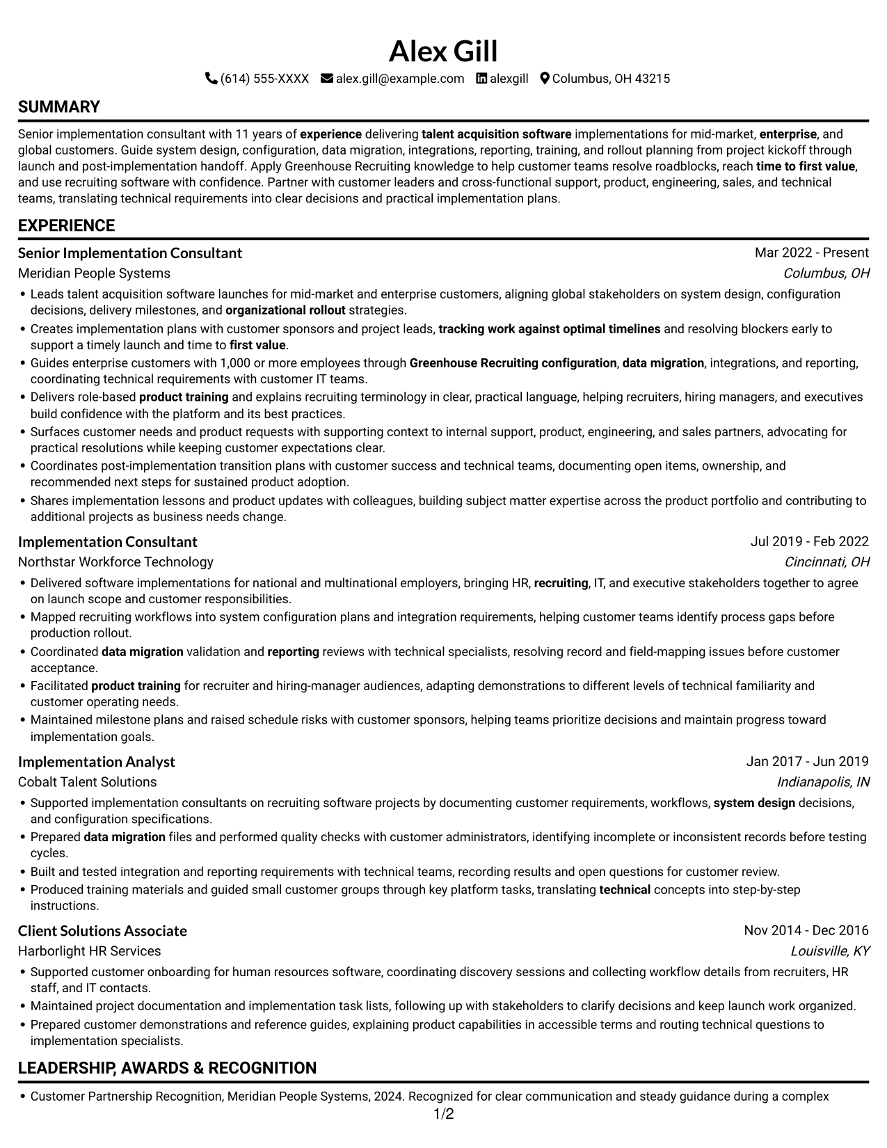 Resume example — page 1