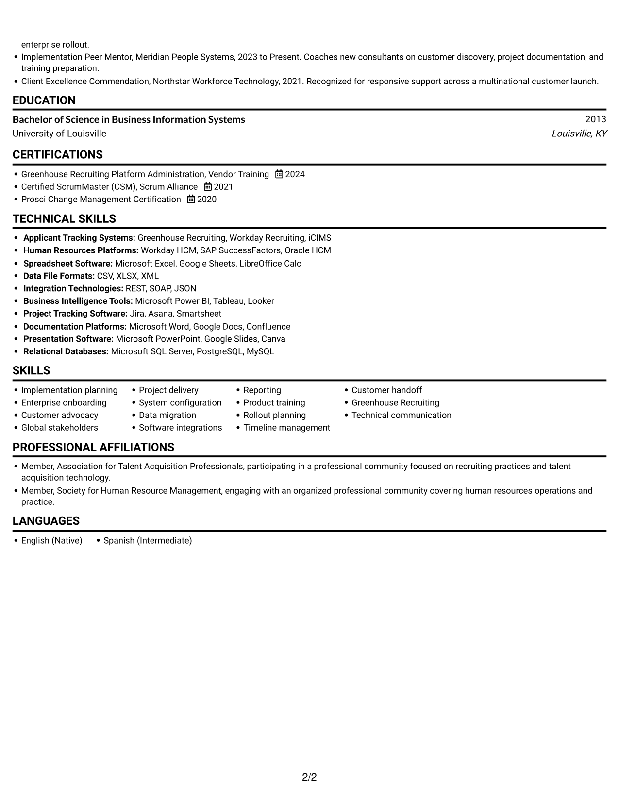 Resume example — page 2