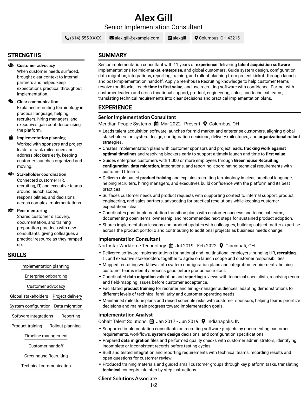 Resume example — page 1