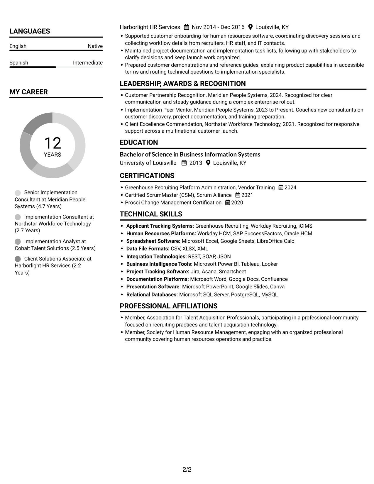 Resume example — page 2