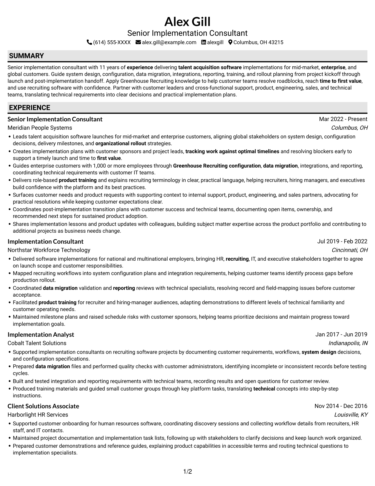 Resume example — page 1