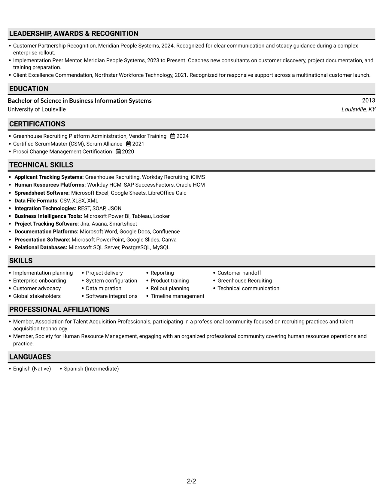 Resume example — page 2
