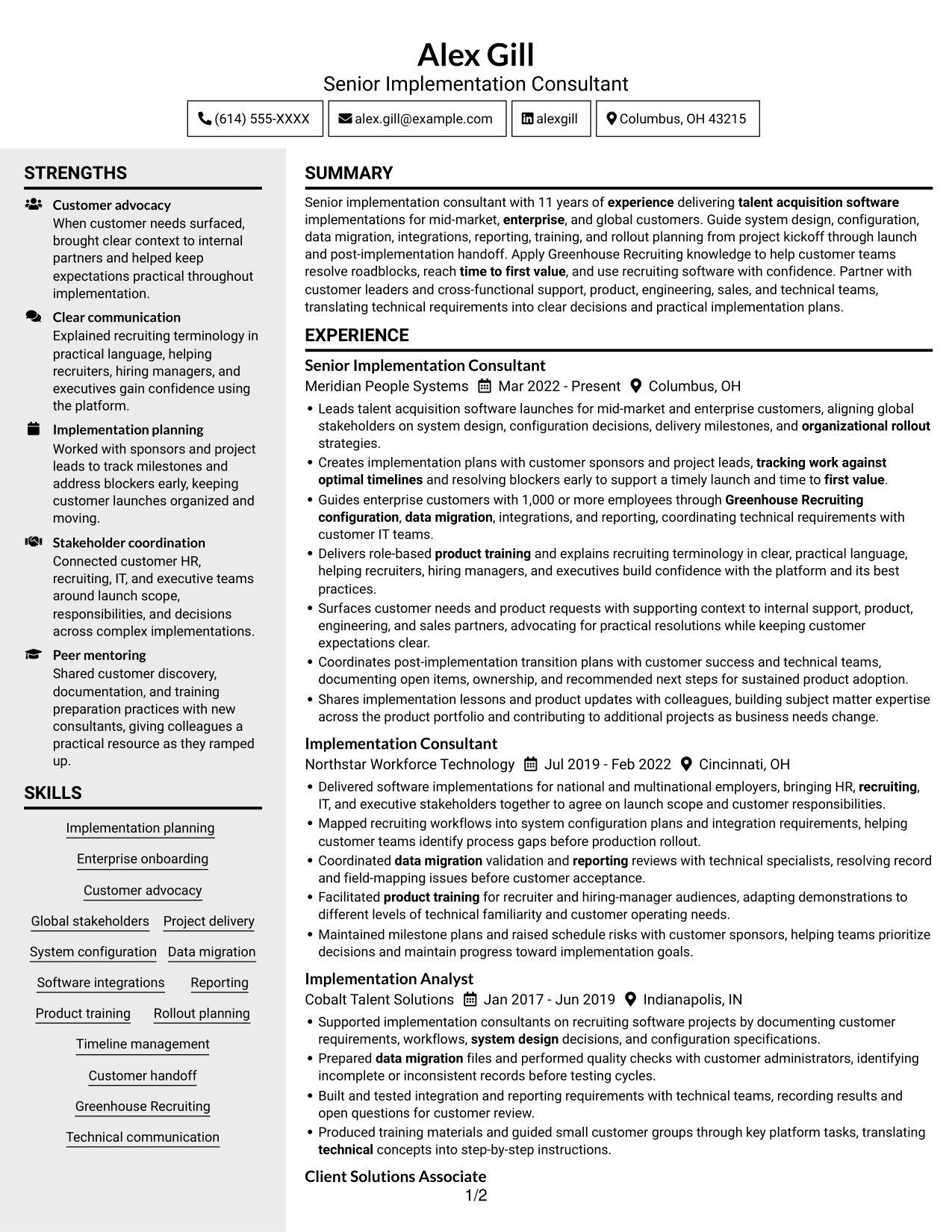Resume example — page 1