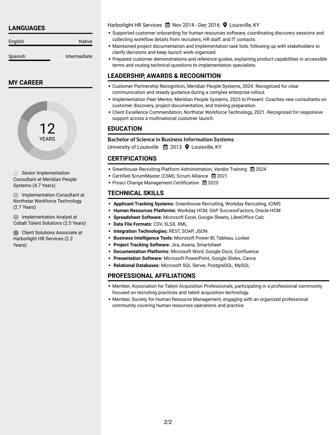 Resume example — page 2