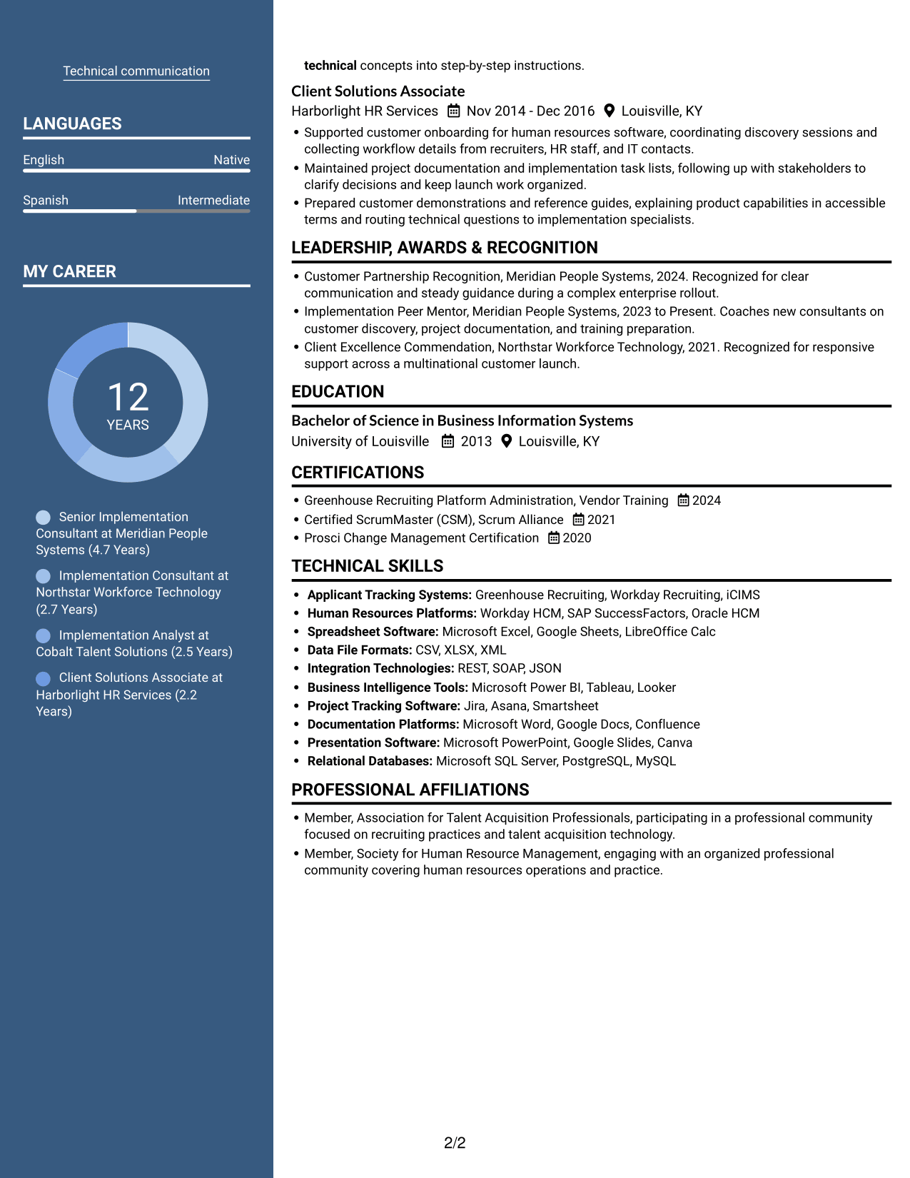 Resume example — page 2
