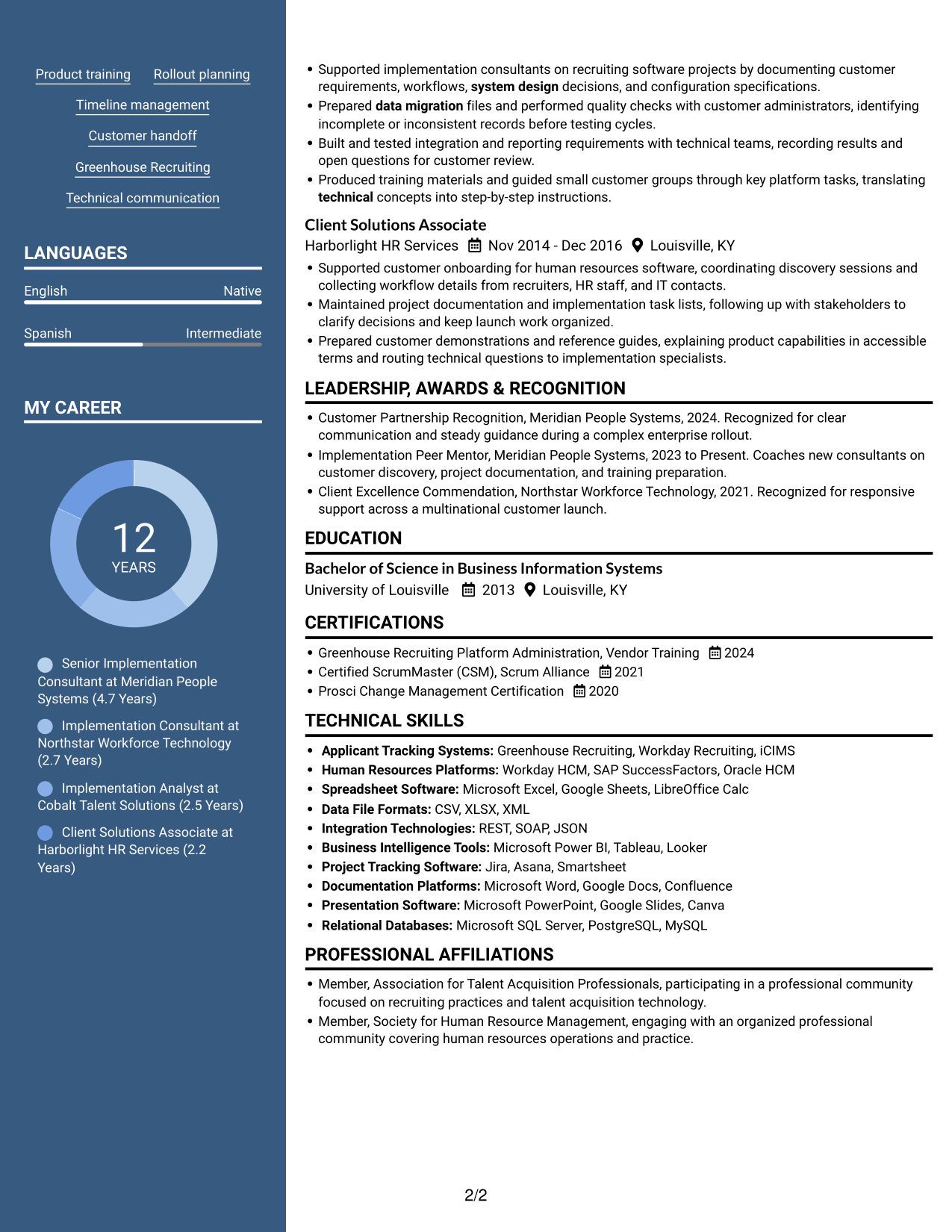 Resume example — page 2